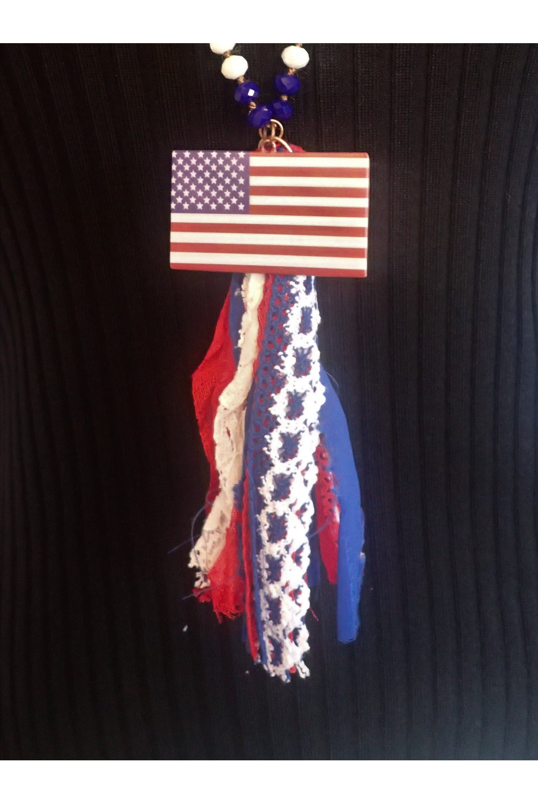 Emma American Beaded Tassel Necklaces - Two Styles Flag Or Cross-Necklaces-Emma-Deja Nu Boutique, Women's Fashion Boutique in Lampasas, Texas