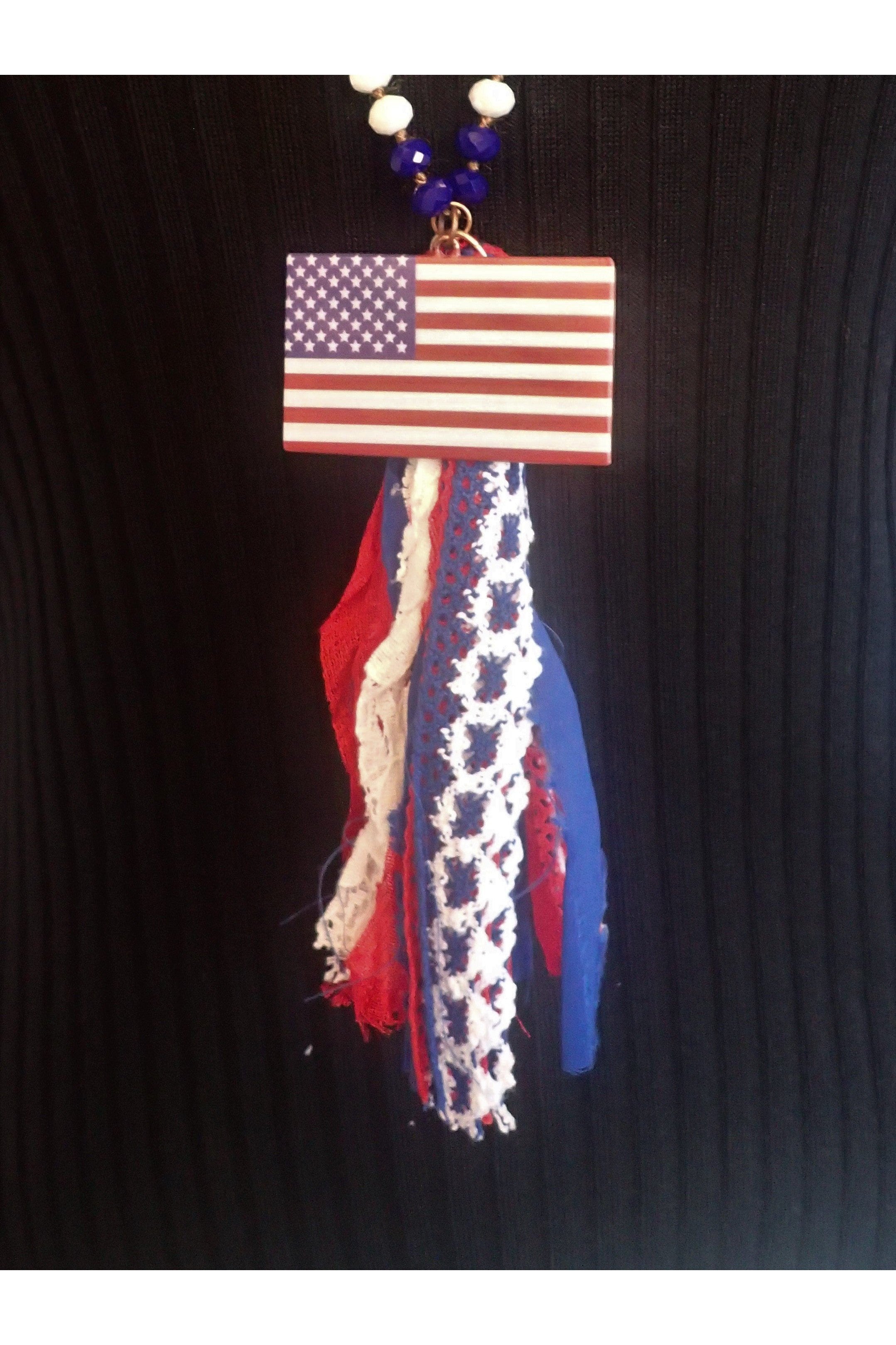 Emma American Beaded Tassel Necklaces - Two Styles Flag Or Cross-Necklaces-Emma-Deja Nu Boutique, Women's Fashion Boutique in Lampasas, Texas