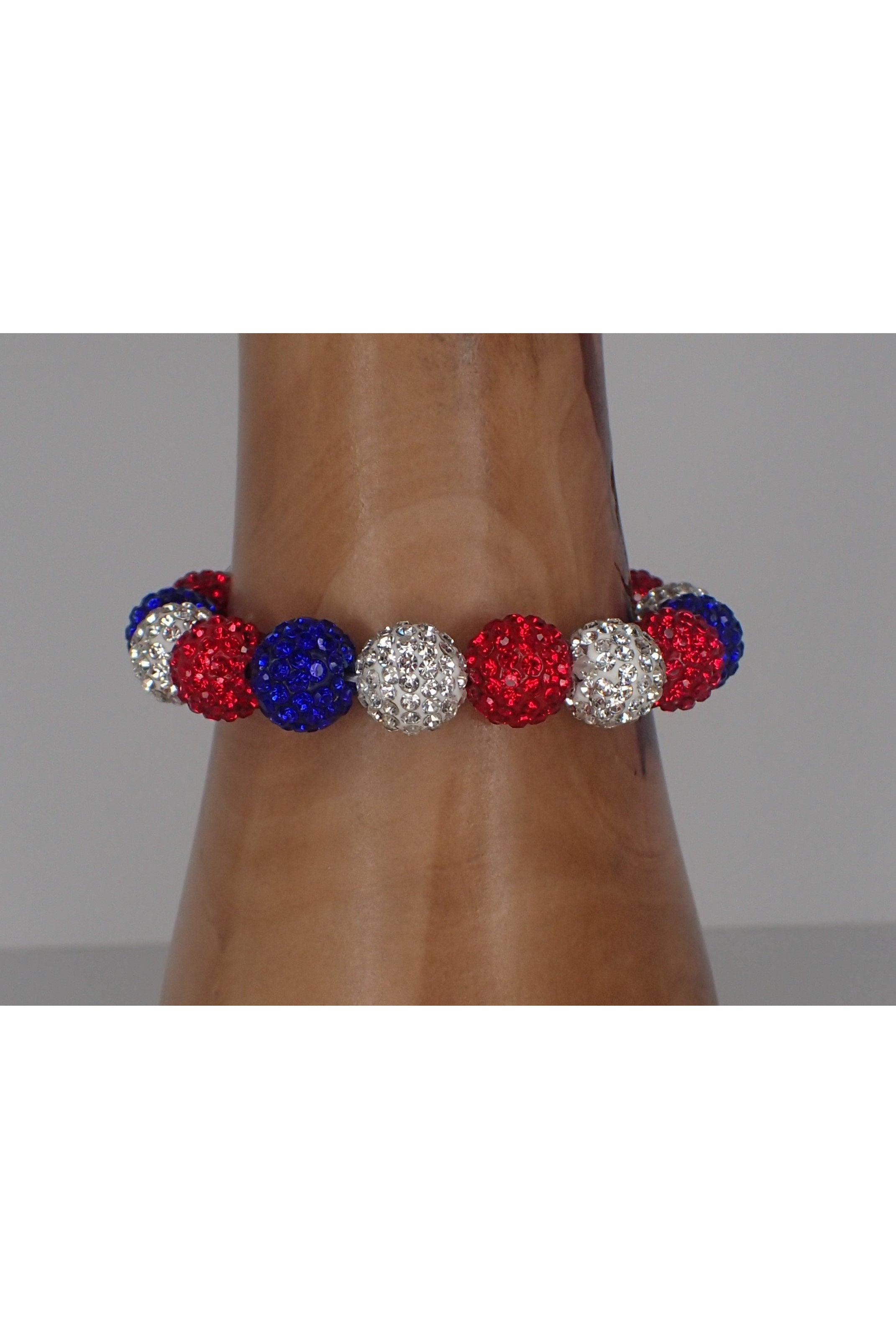 Emma American Red, White And Blue Crystal Bracelet-Bracelets-Emma-Deja Nu Boutique, Women's Fashion Boutique in Lampasas, Texas