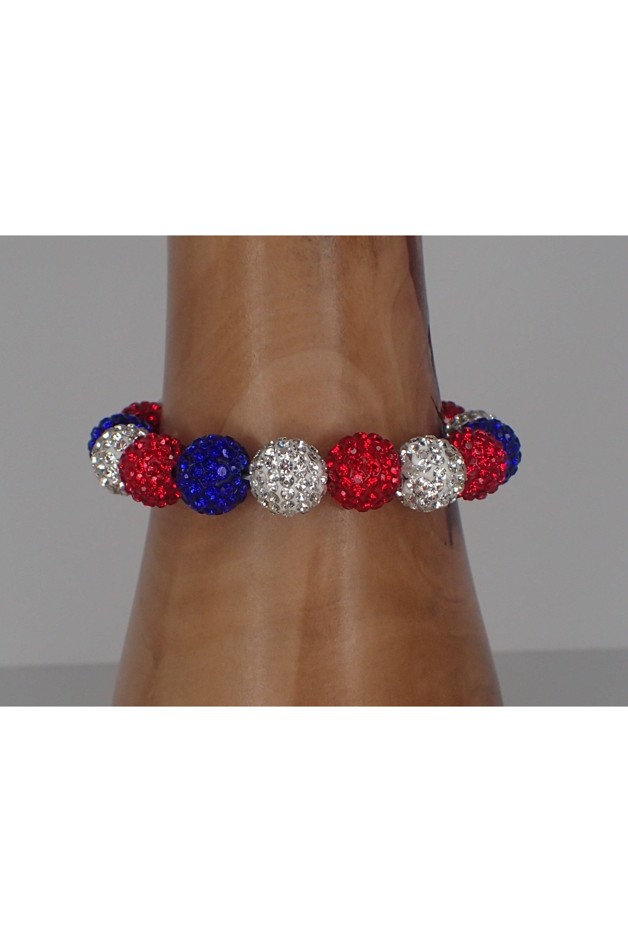 Emma American Red, White And Blue Crystal Bracelet-Bracelets-Emma-Deja Nu Boutique, Women's Fashion Boutique in Lampasas, Texas