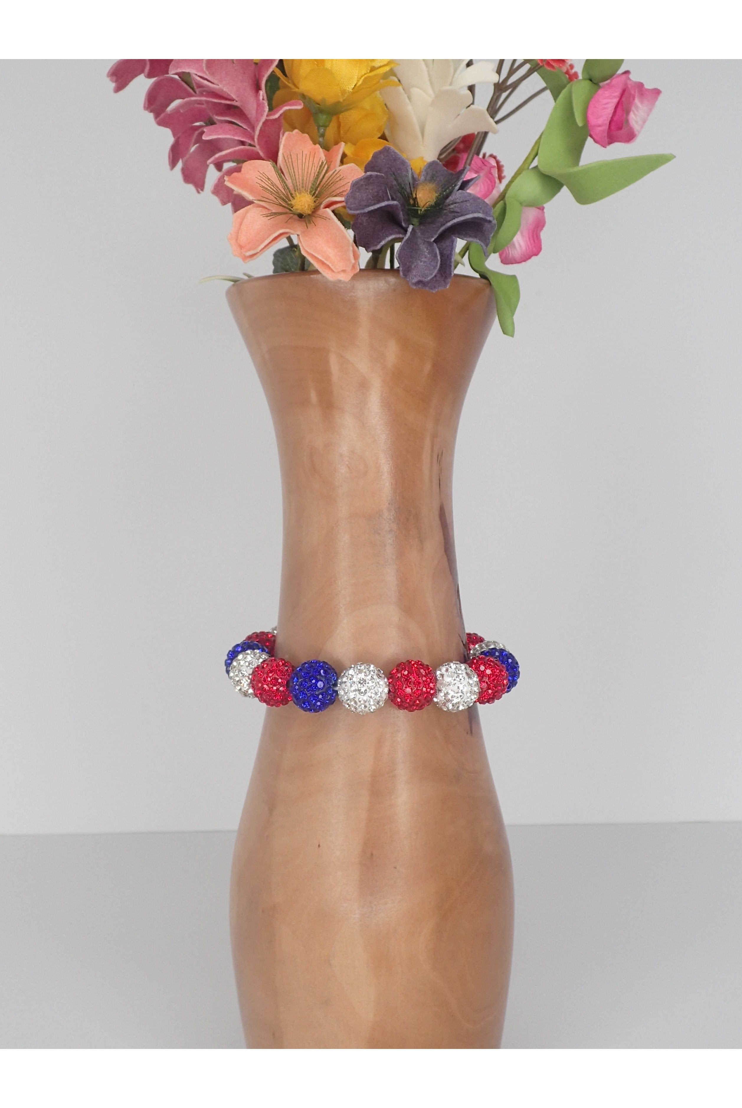 Emma American Red, White And Blue Crystal Bracelet-Bracelets-Emma-Deja Nu Boutique, Women's Fashion Boutique in Lampasas, Texas