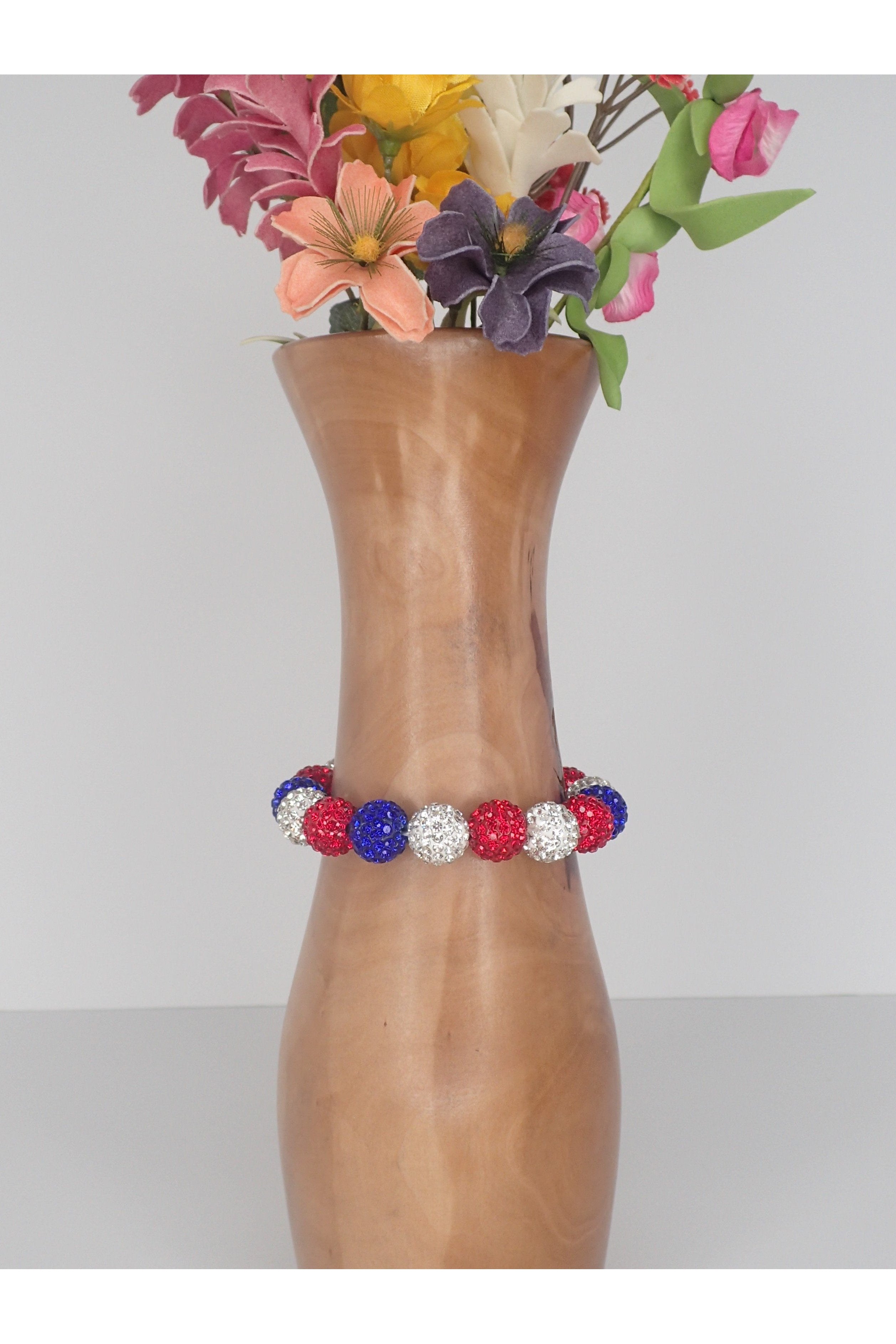 Emma American Red, White And Blue Crystal Bracelet-Bracelets-Emma-Deja Nu Boutique, Women's Fashion Boutique in Lampasas, Texas