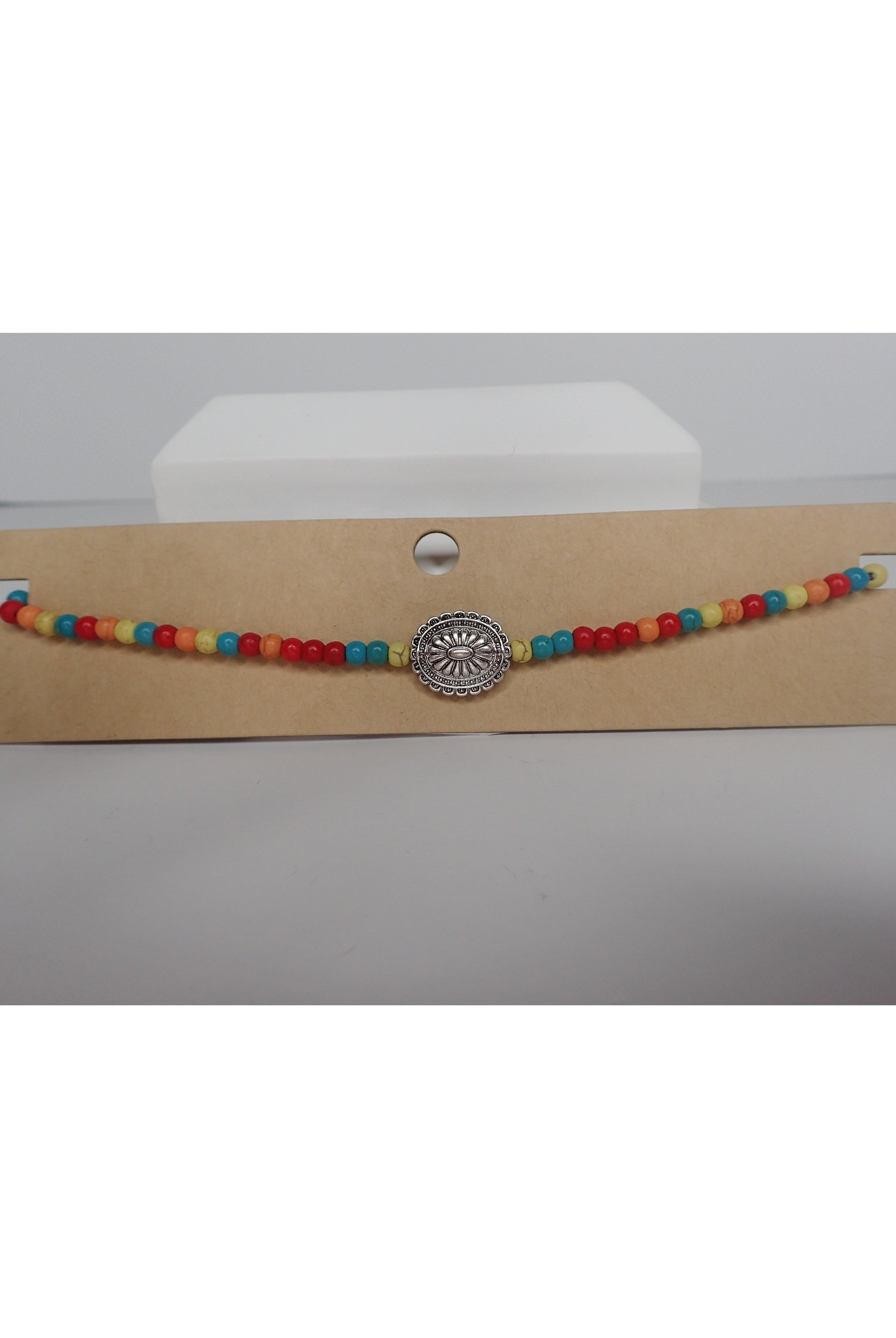 Emma Bright Colored Wood Bead Choker With Center Silver Cocho-Necklaces-Emma-Deja Nu Boutique, Women's Fashion Boutique in Lampasas, Texas