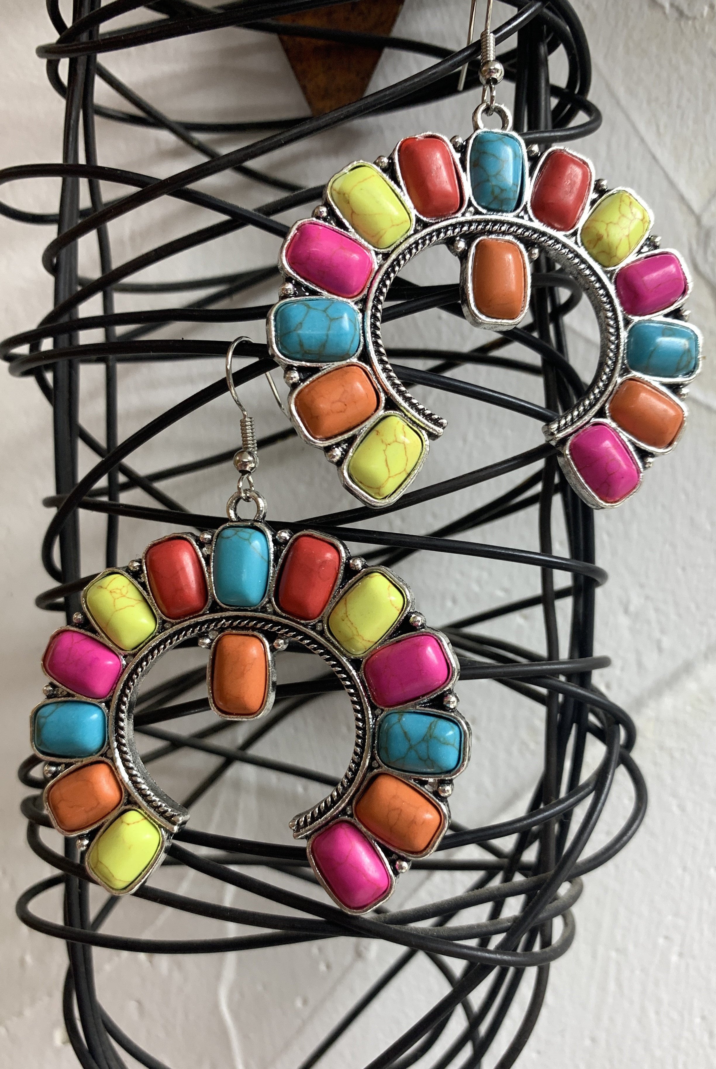 Emma Bright Multi Colored Squash Blossom Earrings-Earrings-Emma-Deja Nu Boutique, Women's Fashion Boutique in Lampasas, Texas