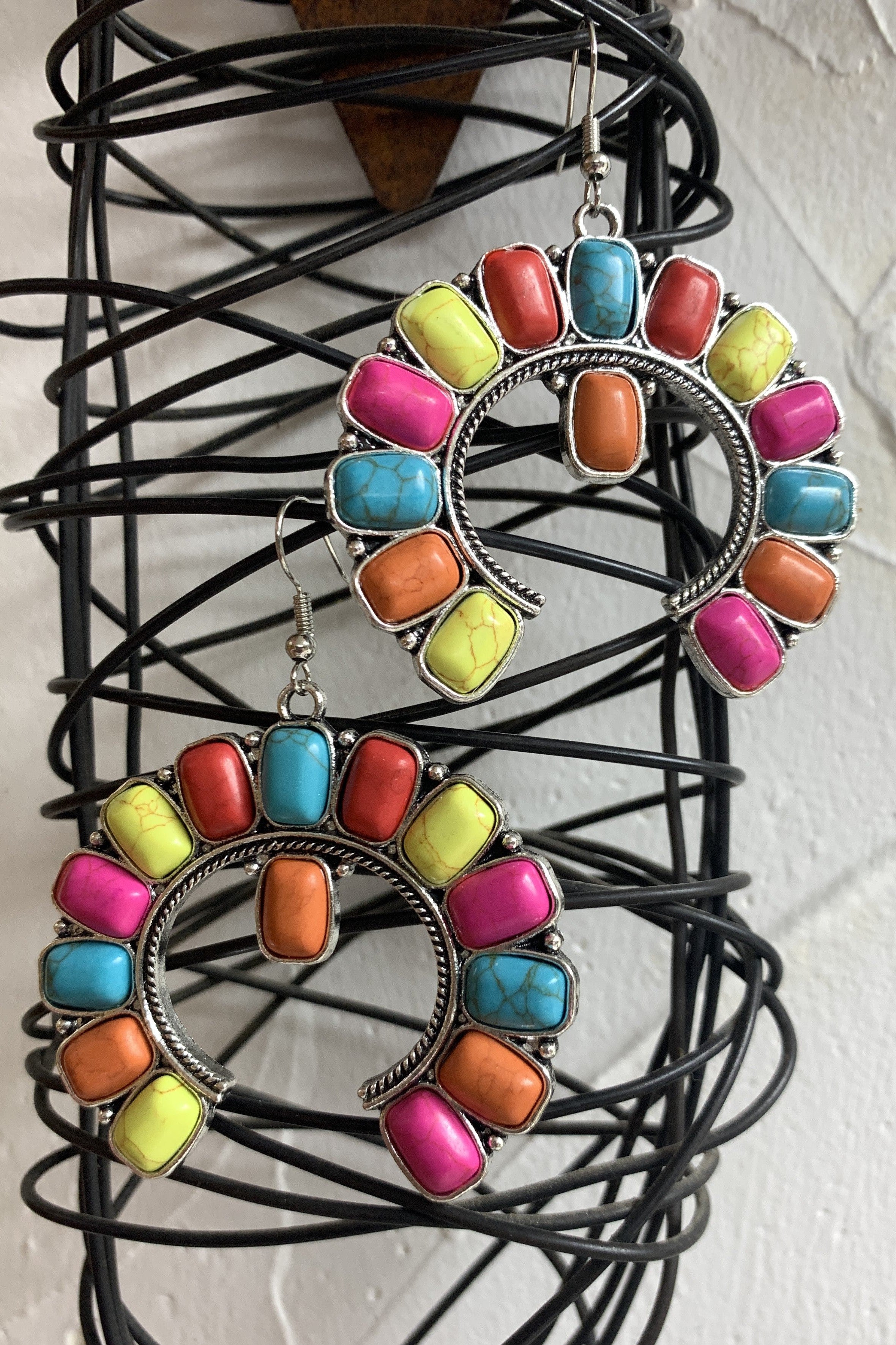 Emma Bright Multi Colored Squash Blossom Earrings-Earrings-Emma-Deja Nu Boutique, Women's Fashion Boutique in Lampasas, Texas