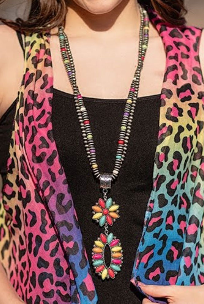 Emma Double Strand Necklace With Bright Squash Charm Set-Necklaces-Emma-Deja Nu Boutique, Women's Fashion Boutique in Lampasas, Texas