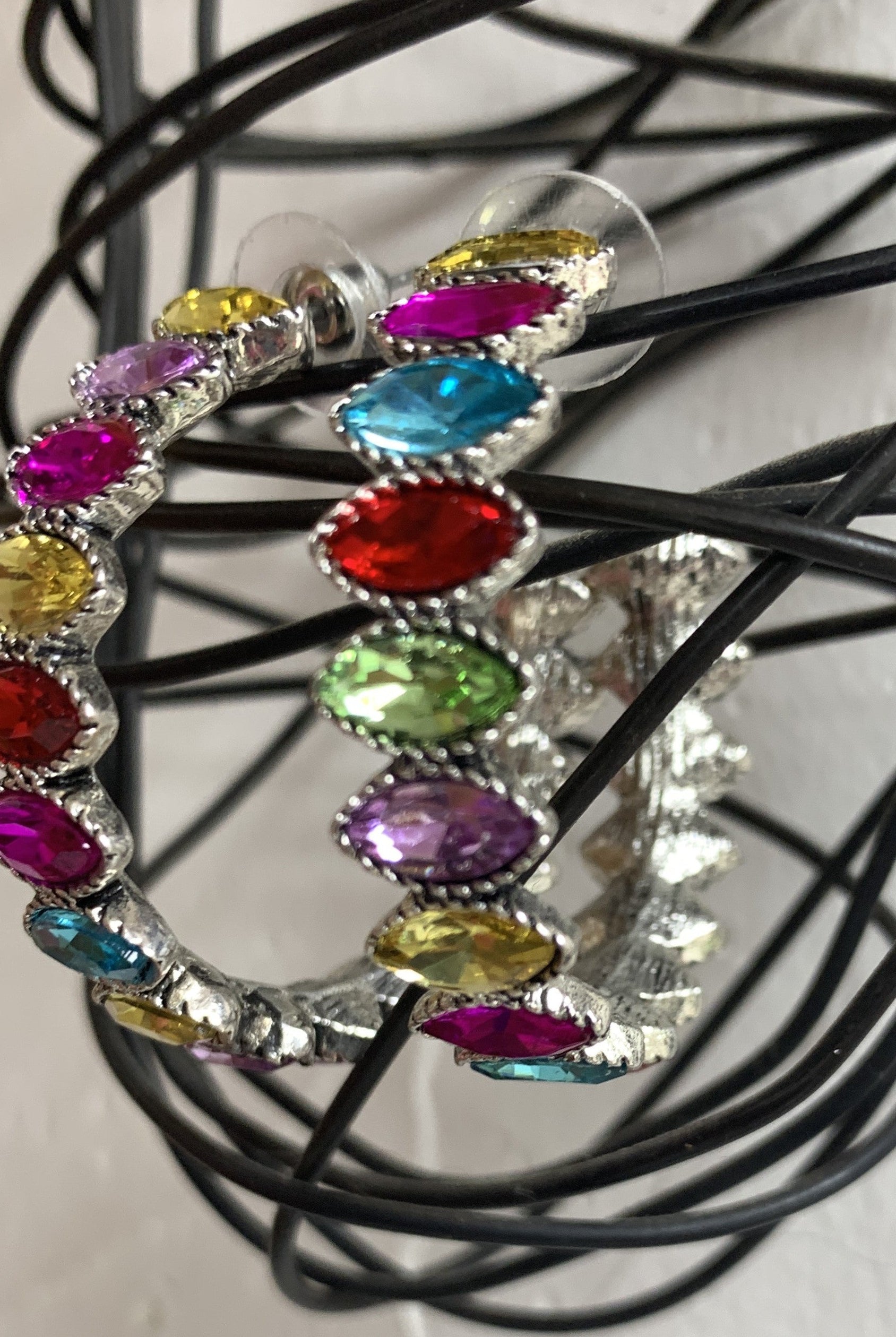 Emma Multi Colored Rhinestone Hoop Earrings-Earrings-Emma-Deja Nu Boutique, Women's Fashion Boutique in Lampasas, Texas