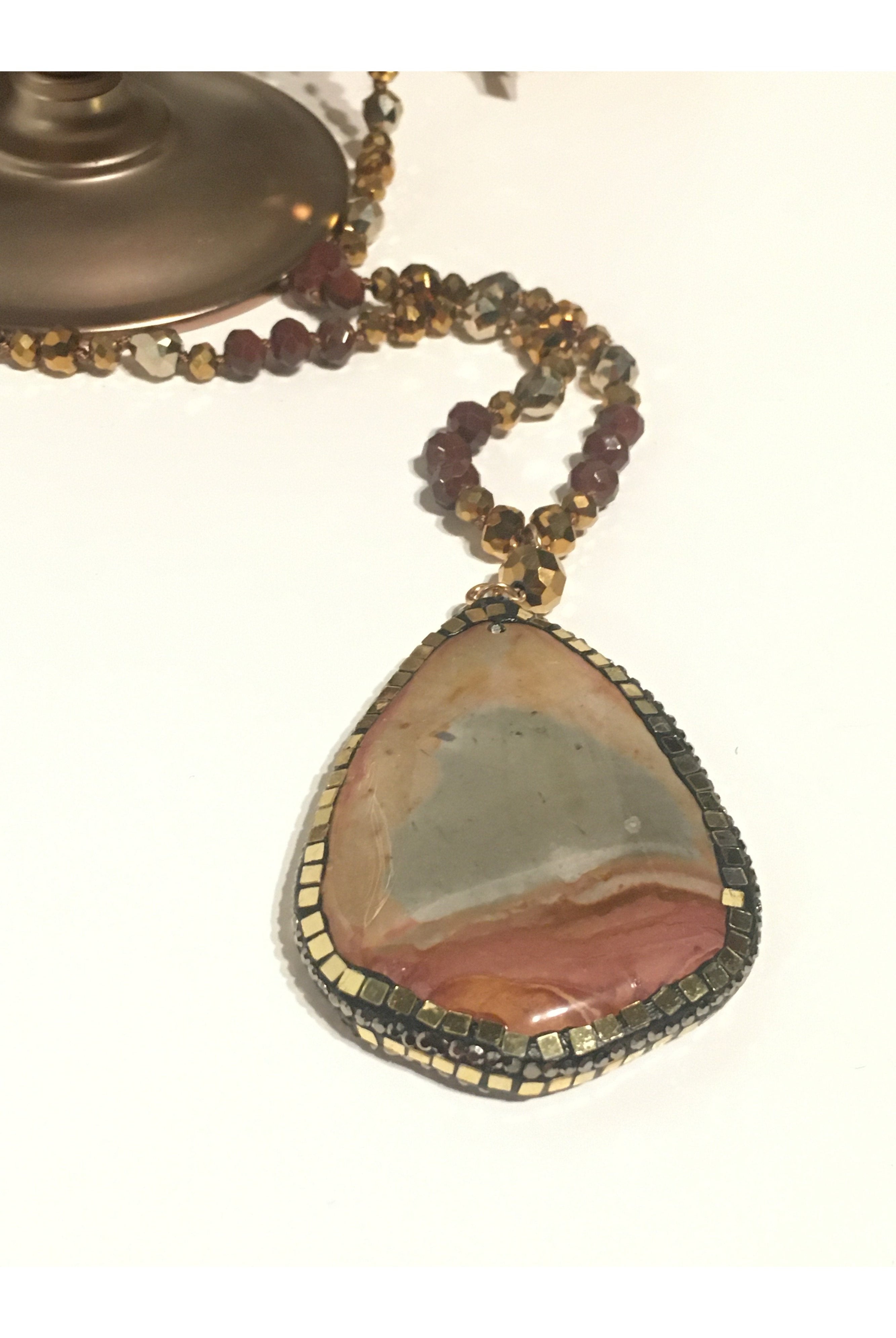 Emma Natural Brown Stone Necklace-Necklaces-Emma-Deja Nu Boutique, Women's Fashion Boutique in Lampasas, Texas