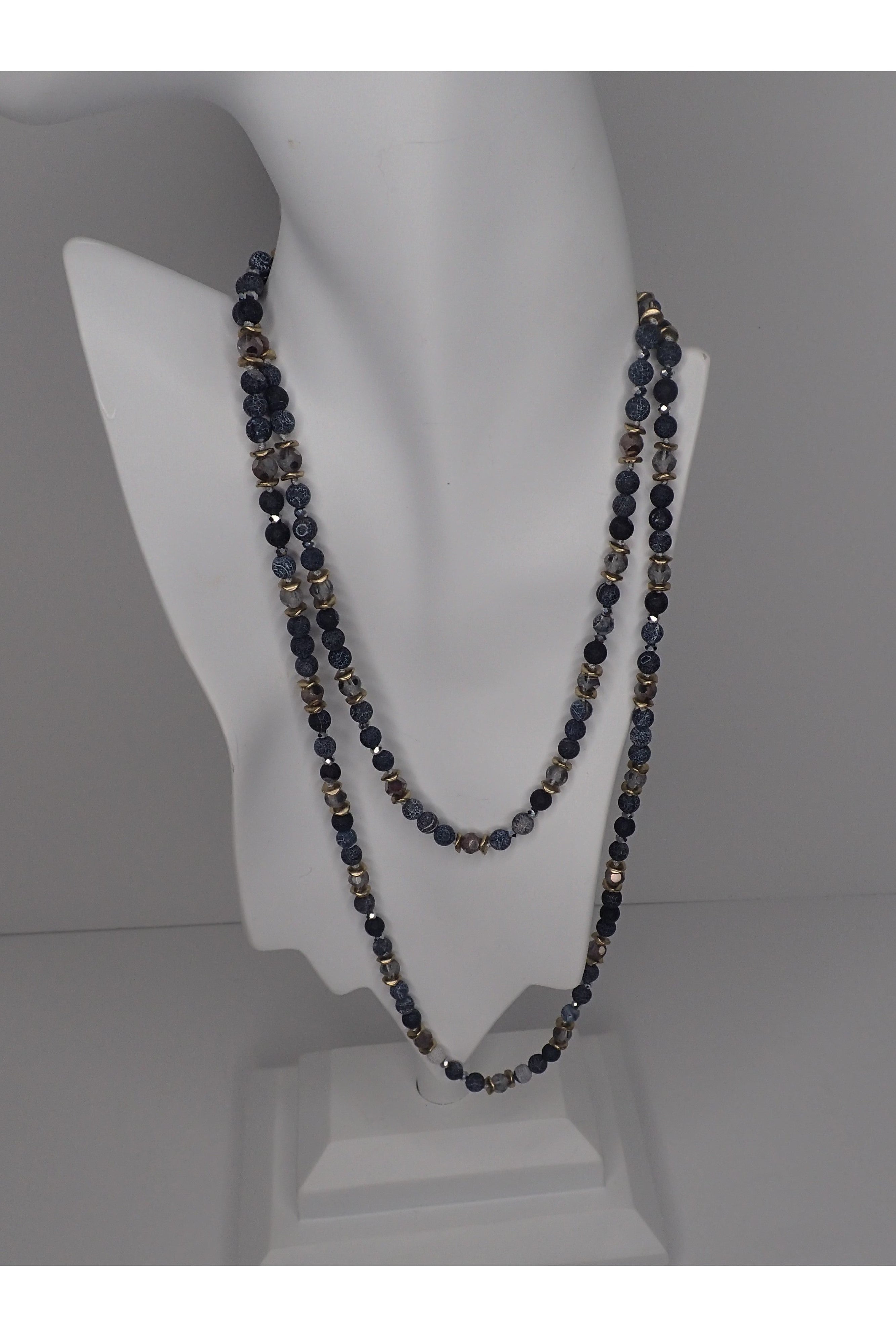 Emma Natural Stone And Crystal Beaded Long Necklace - Two Colors-Necklaces-Emma-Deja Nu Boutique, Women's Fashion Boutique in Lampasas, Texas