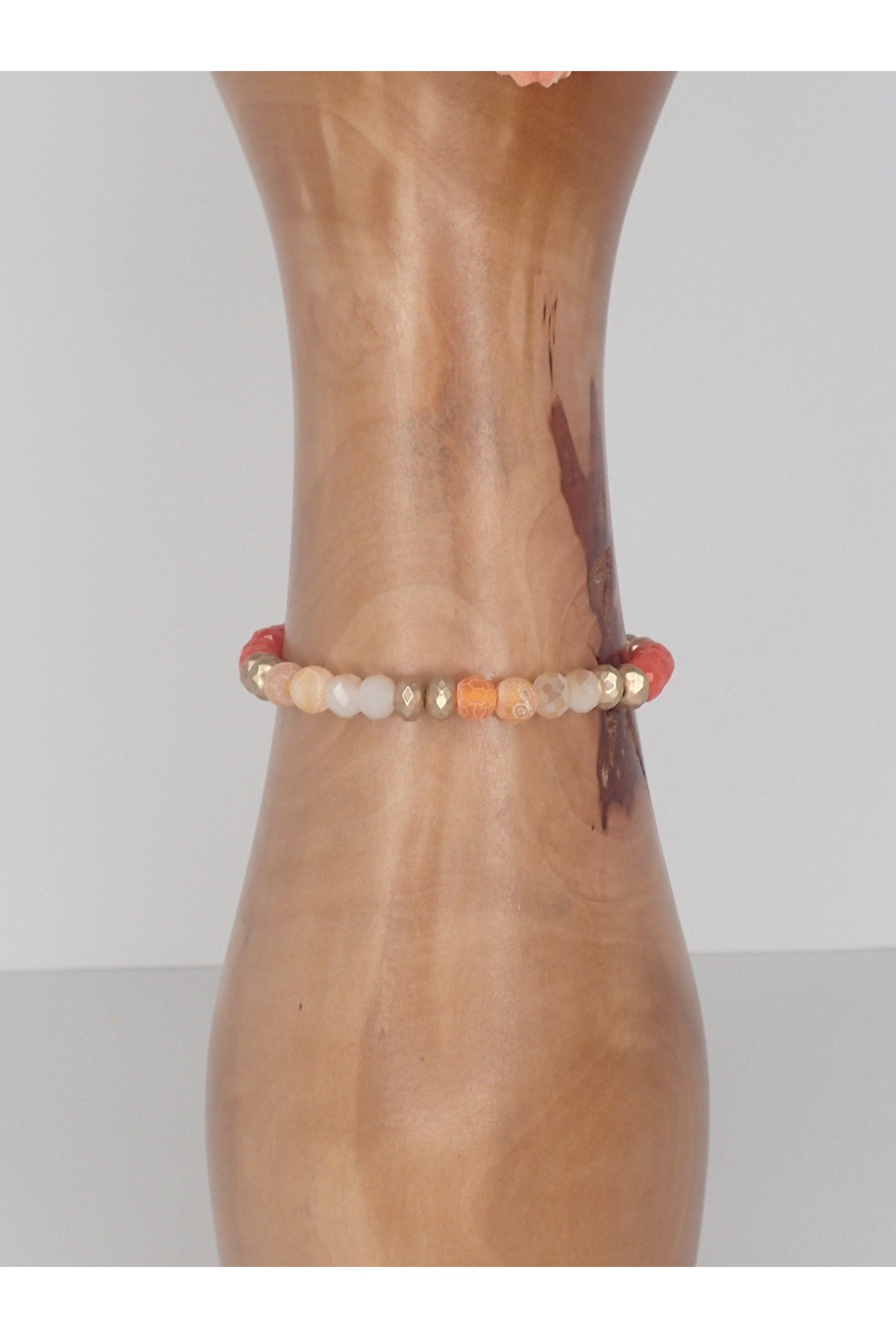 Emma Orange And Smokey Topaz Stretch Bracelet-Bracelets-Emma-Deja Nu Boutique, Women's Fashion Boutique in Lampasas, Texas