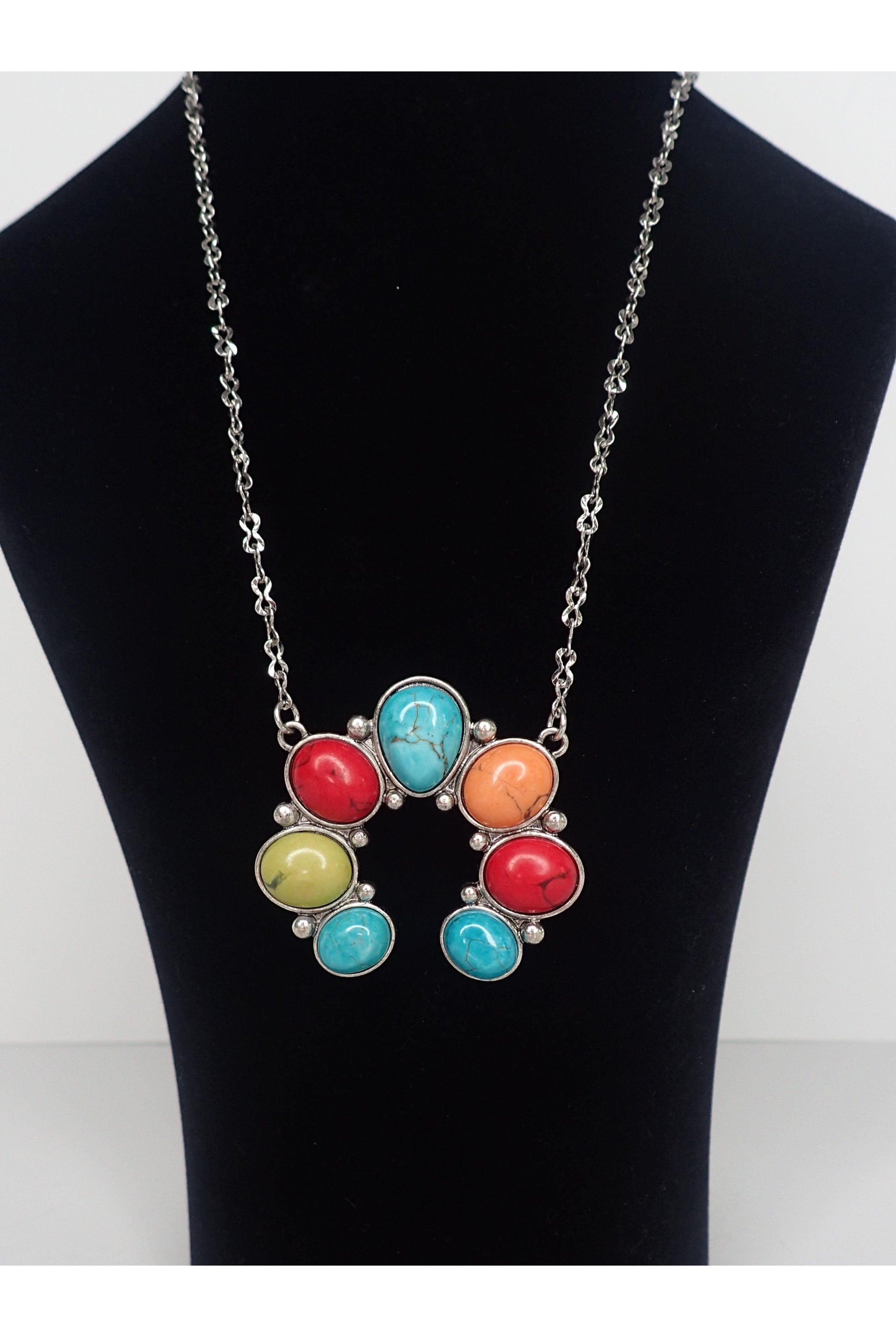 Emma Silver Beaded Necklace With Horseshoe Medallion - Two Colors-Necklaces-Emma-Deja Nu Boutique, Women's Fashion Boutique in Lampasas, Texas