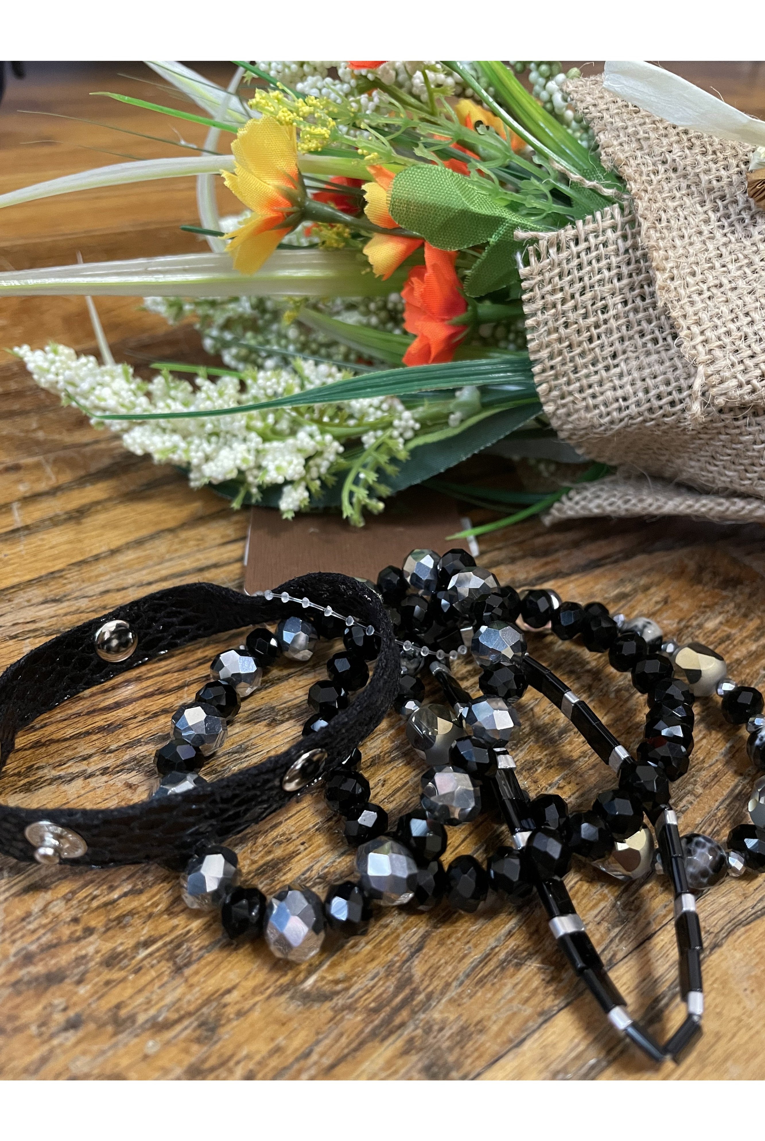 Emma Snakeskin Multi Beaded Bracelet-Bracelets-Emma-Deja Nu Boutique, Women's Fashion Boutique in Lampasas, Texas