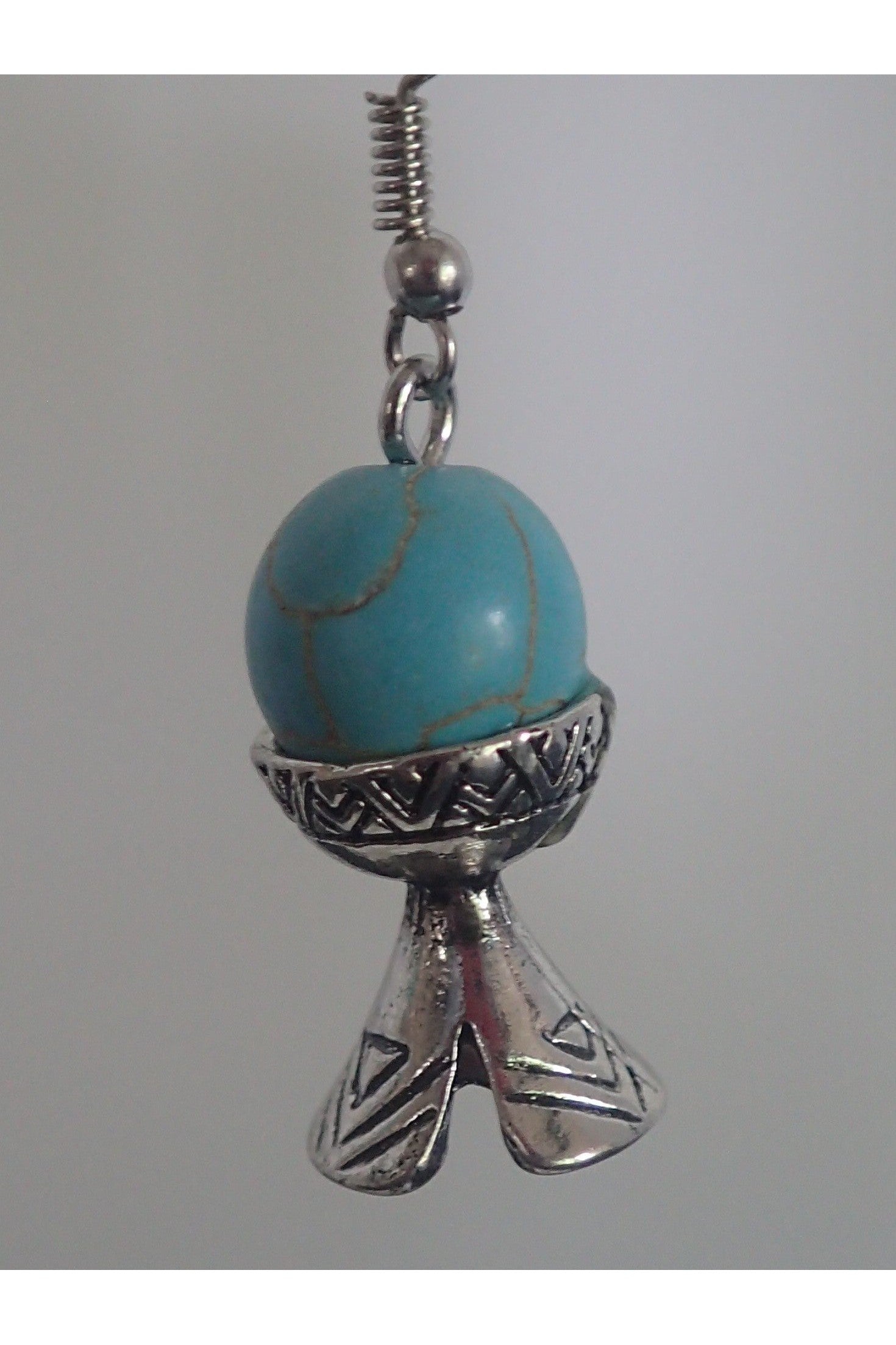 Emma Turquoise And Silver Drop Earrings-Earrings-Emma-Deja Nu Boutique, Women's Fashion Boutique in Lampasas, Texas