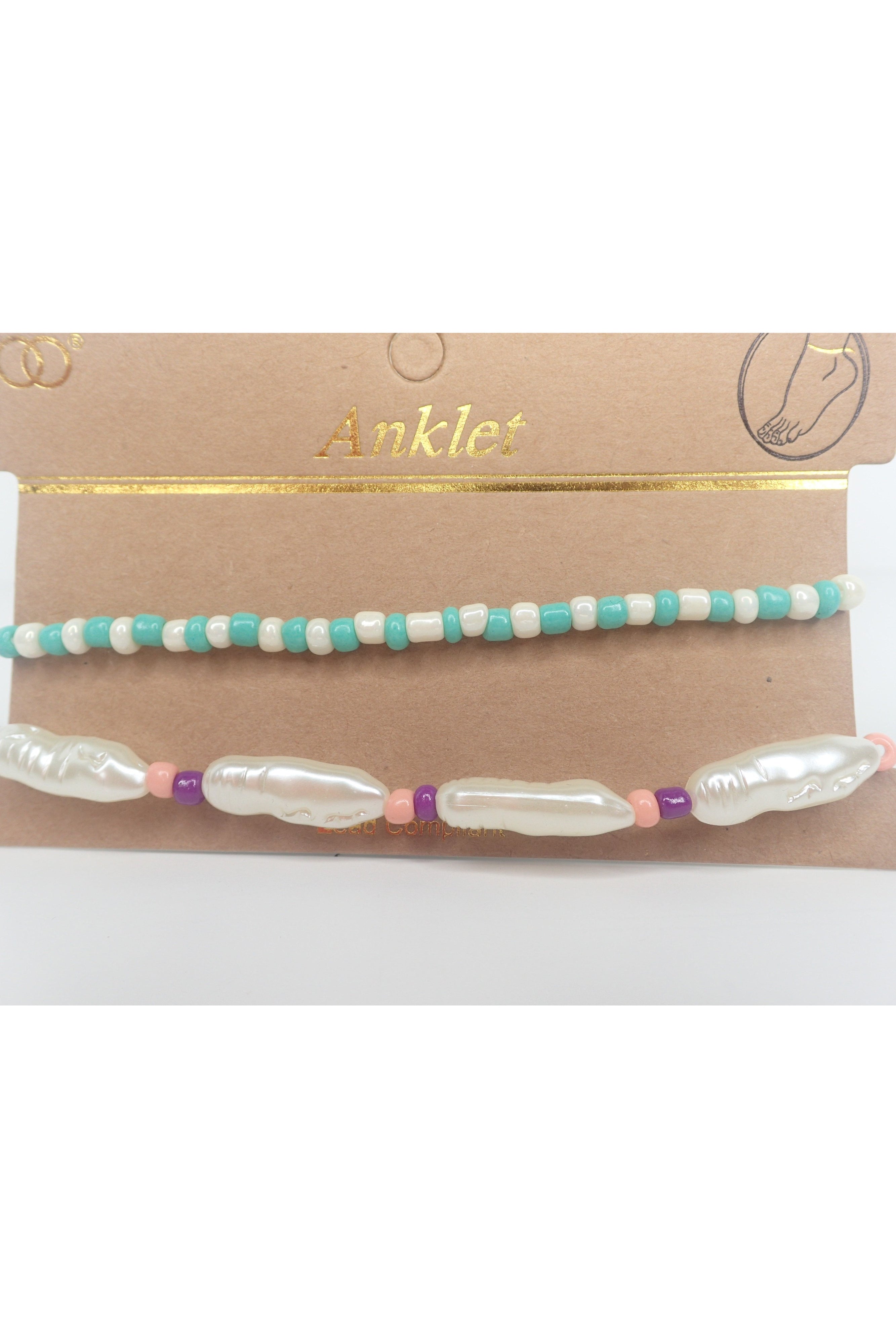 Emma Two Piece Beaded Anklet- Two Colors-Anklets-Emma-Deja Nu Boutique, Women's Fashion Boutique in Lampasas, Texas