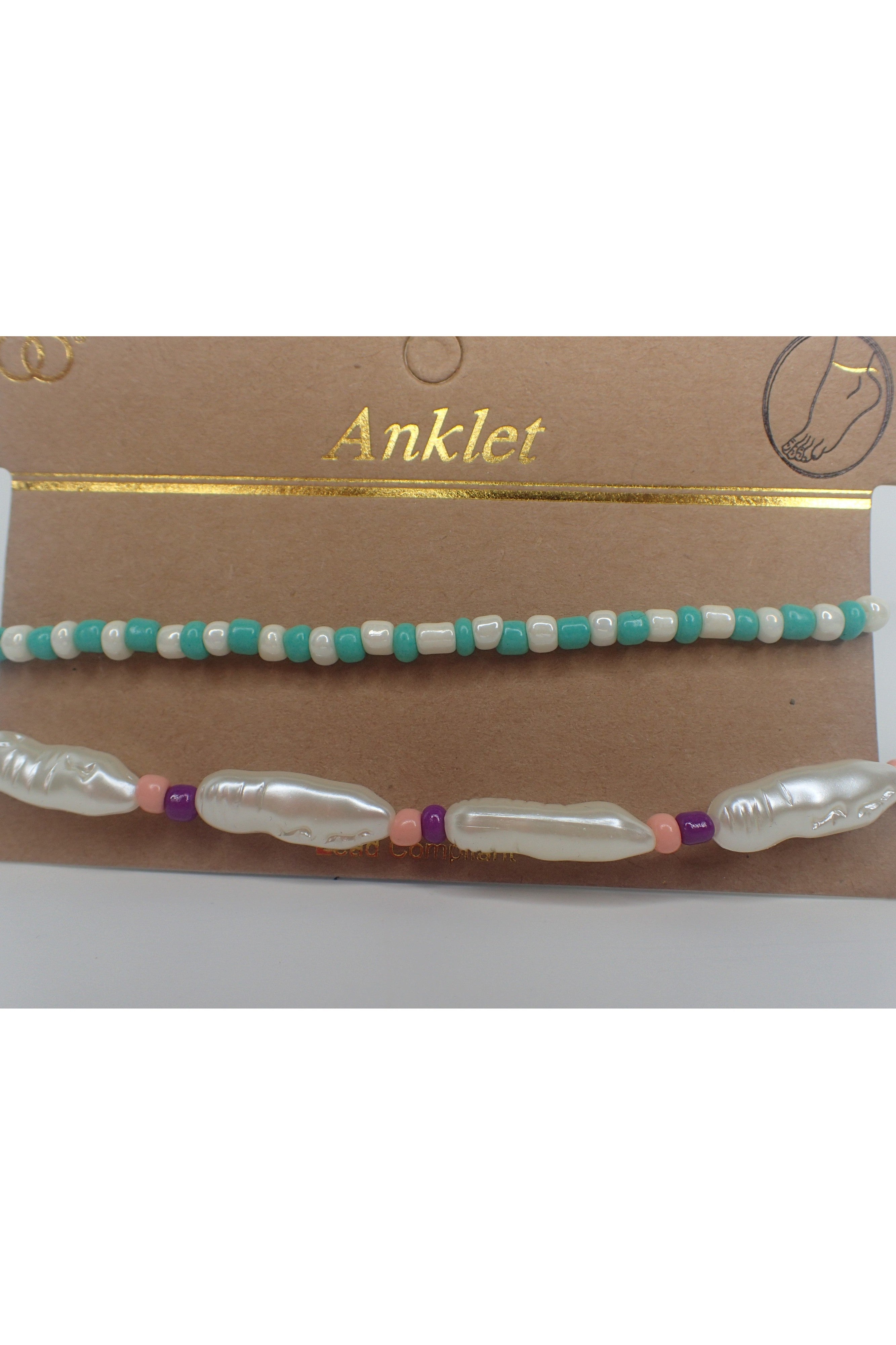 Emma Two Piece Beaded Anklet- Two Colors-Anklets-Emma-Deja Nu Boutique, Women's Fashion Boutique in Lampasas, Texas