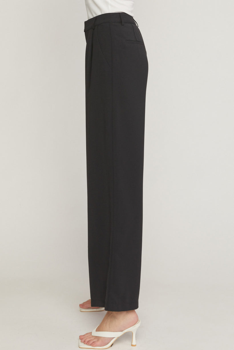 Entro High Waisted Full Leg Pants With Pockets In Black-Pants-Entro-Deja Nu Boutique, Women's Fashion Boutique in Lampasas, Texas