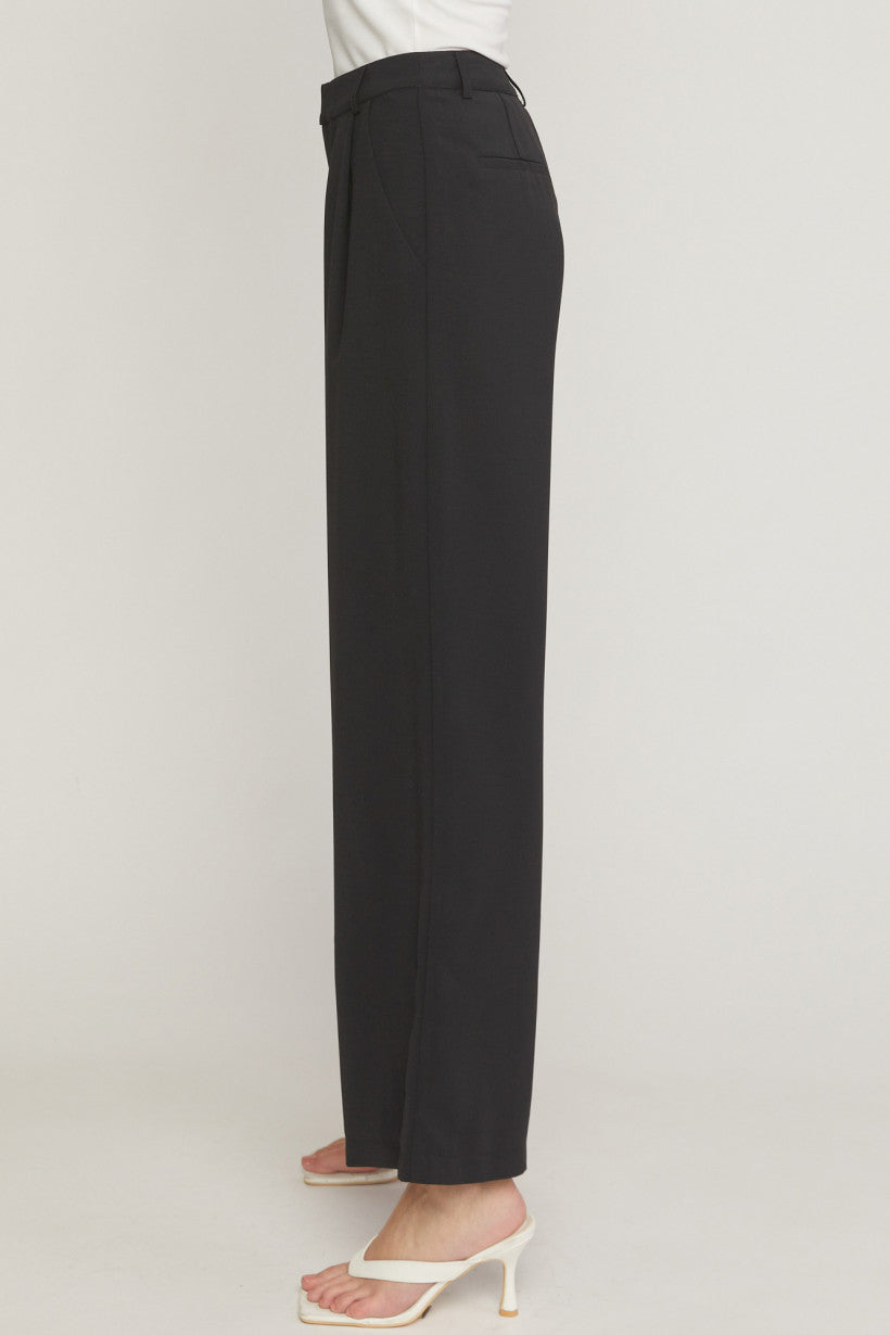 Entro High Waisted Full Leg Pants With Pockets In Black-Pants-Entro-Deja Nu Boutique, Women's Fashion Boutique in Lampasas, Texas
