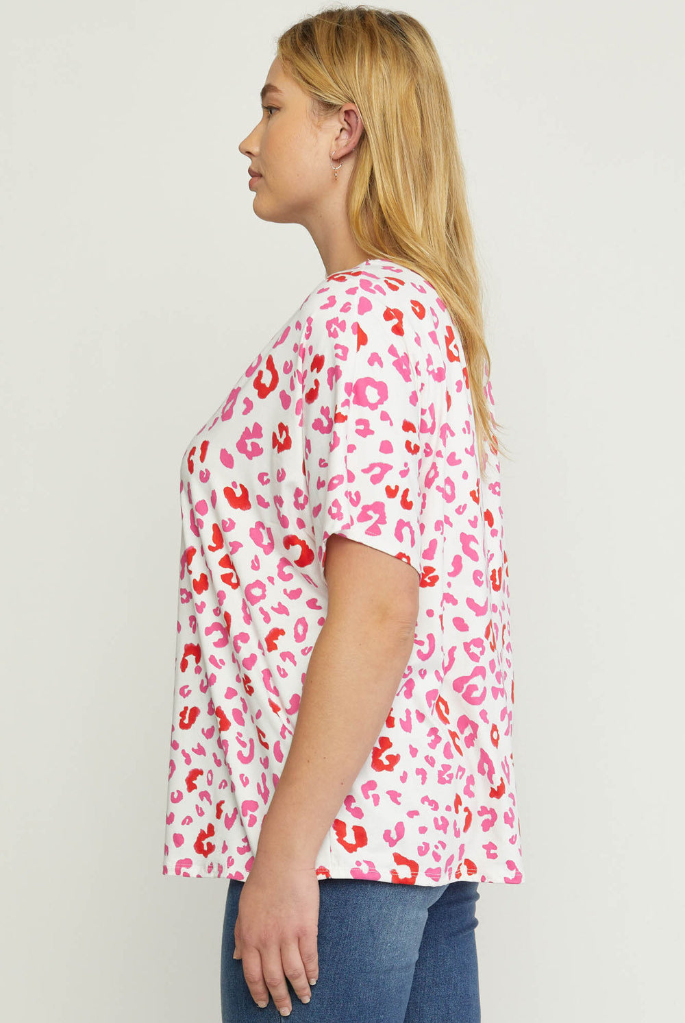 Entro Pink And Red Leopard Print Plus Top-Curvy/Plus Tops-Entro-Deja Nu Boutique, Women's Fashion Boutique in Lampasas, Texas