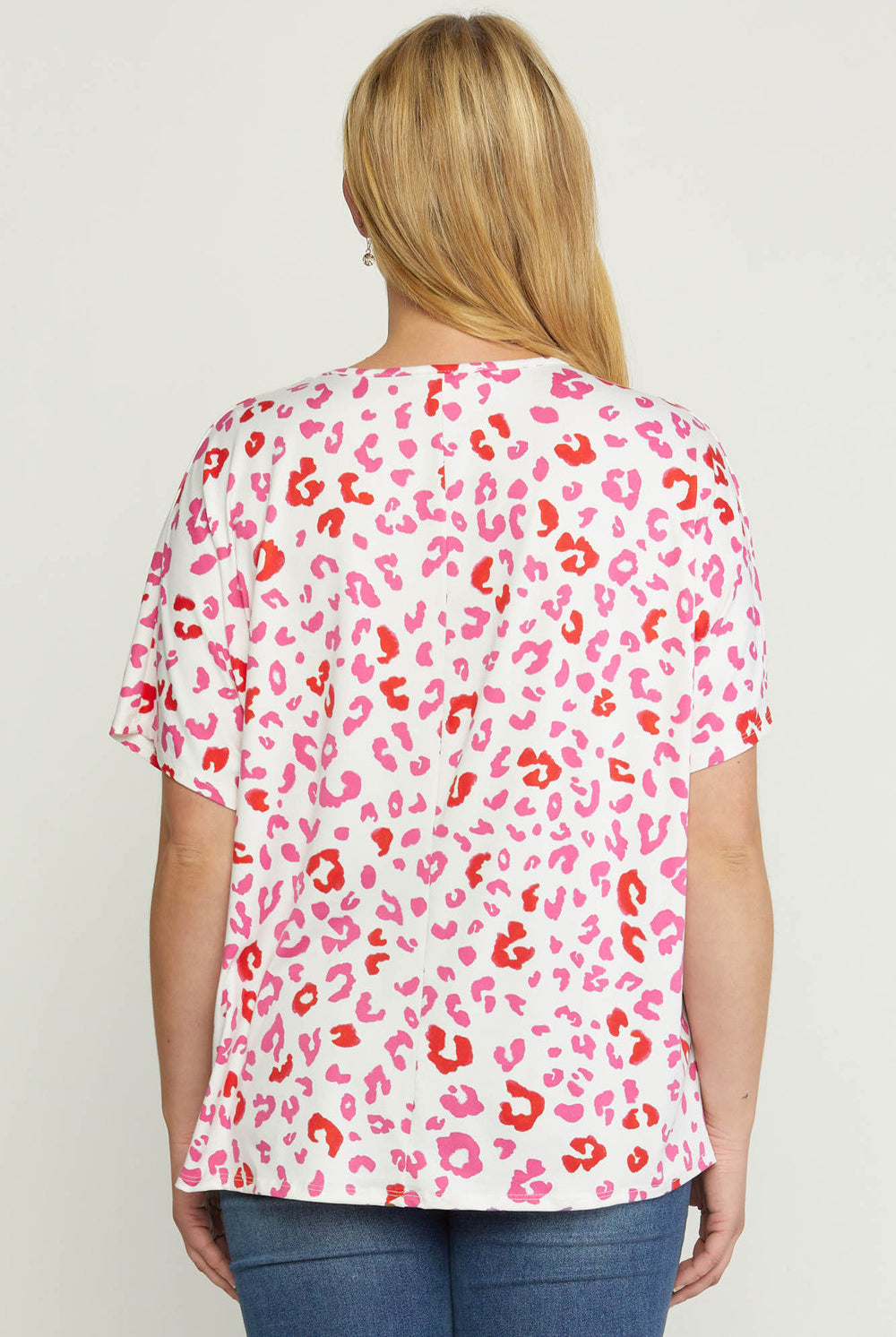 Entro Pink And Red Leopard Print Plus Top-Curvy/Plus Tops-Entro-Deja Nu Boutique, Women's Fashion Boutique in Lampasas, Texas