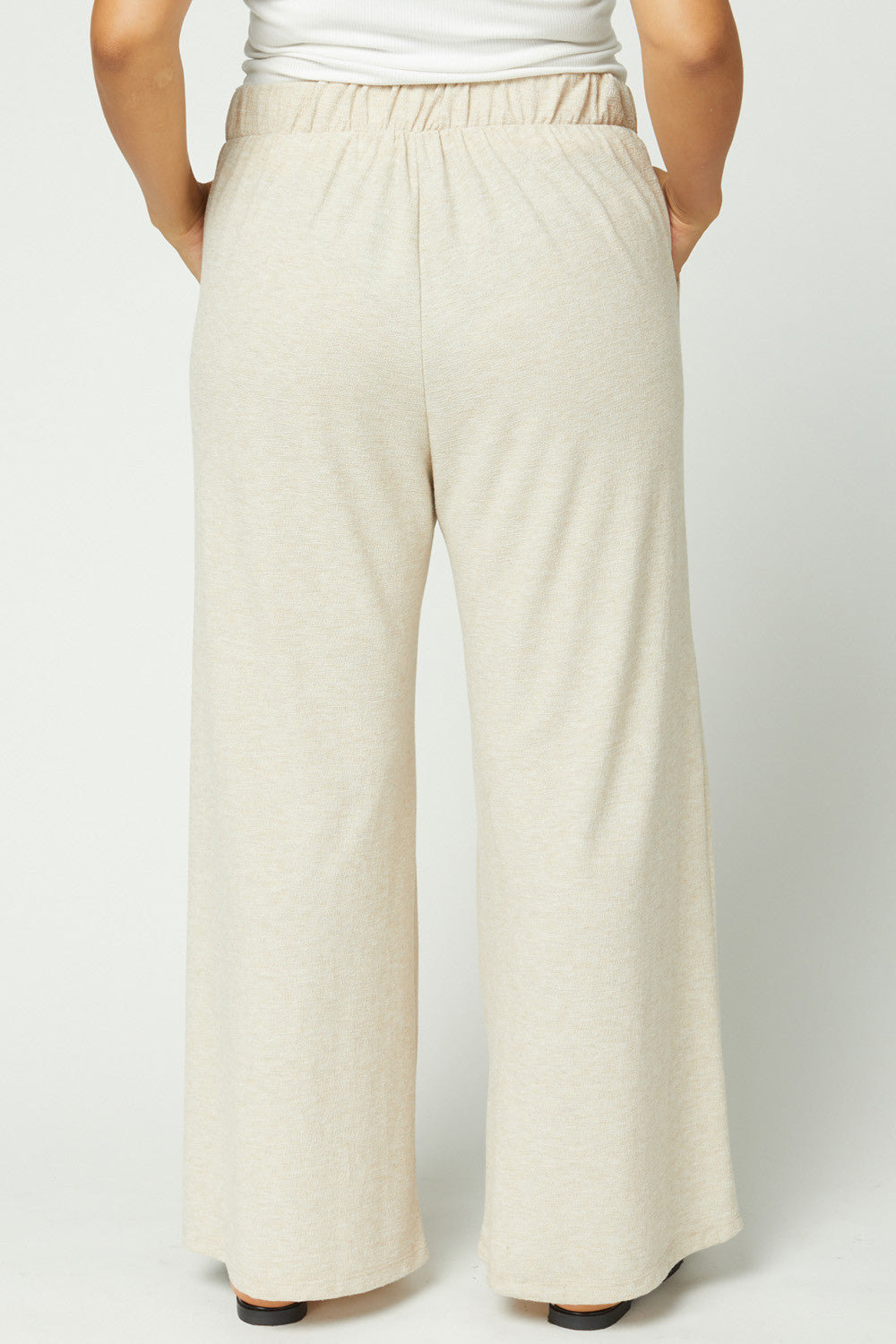 Entro Plus Wide Leg Pants In Oatmeal-Curvy/Plus Pants-Entro-Deja Nu Boutique, Women's Fashion Boutique in Lampasas, Texas