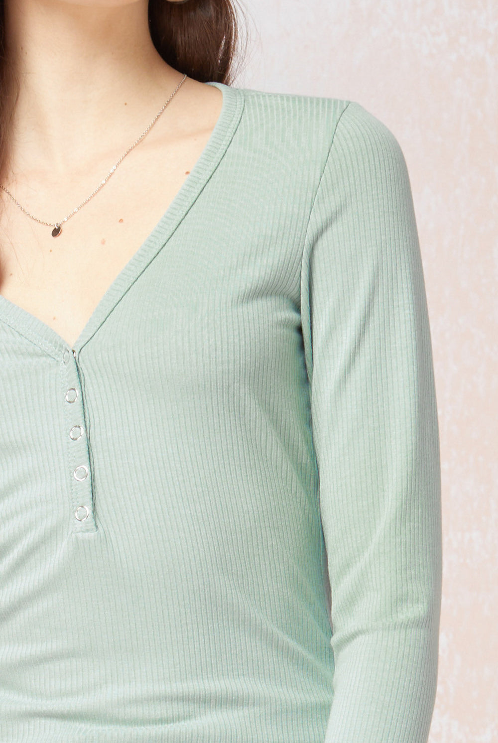 Entro Sage Long Sleeve V-Neck Top-Long Sleeves-Entro-Deja Nu Boutique, Women's Fashion Boutique in Lampasas, Texas