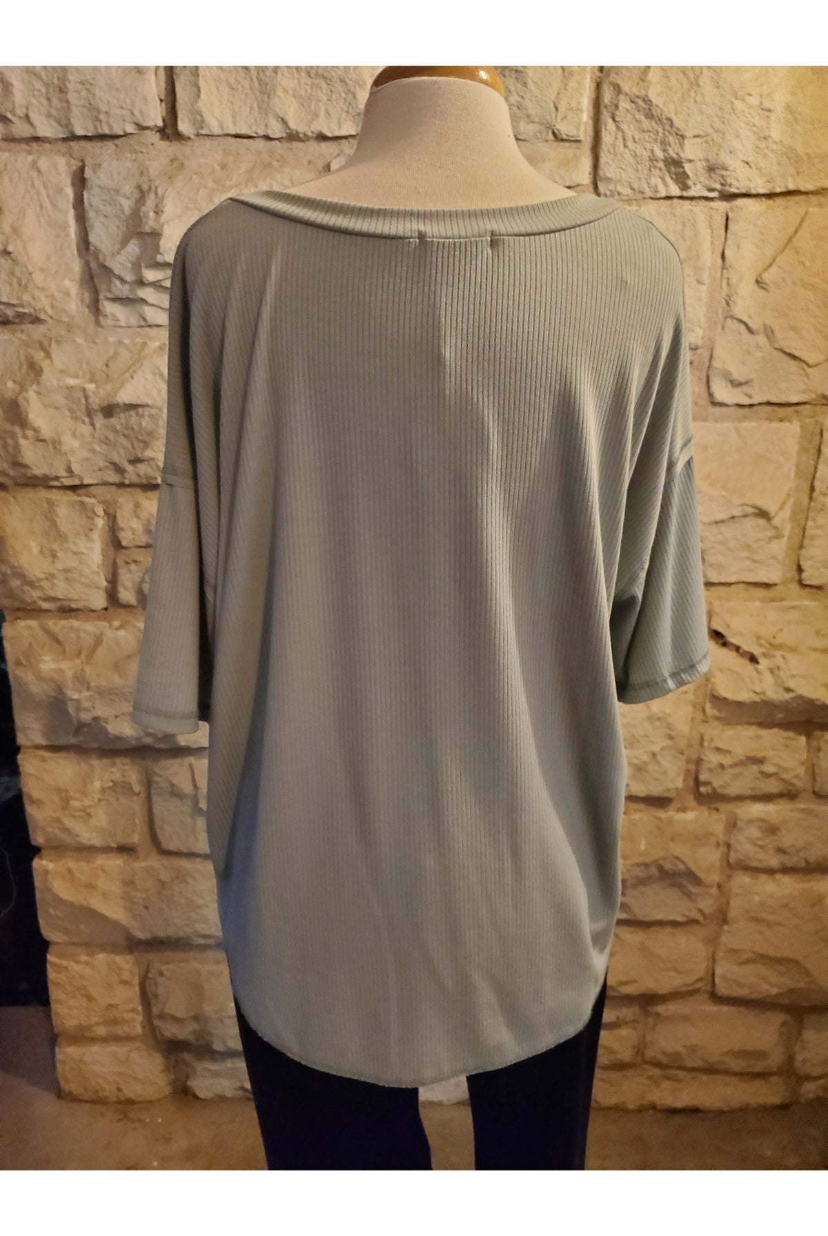 Entro Sage Short Sleeve Top w/Button Detail-Short Sleeves-Entro-Deja Nu Boutique, Women's Fashion Boutique in Lampasas, Texas