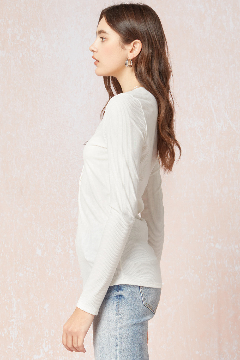 Entro Snap Front Long Sleeve Tee - Three Colors-Long Sleeves-Entro-Deja Nu Boutique, Women's Fashion Boutique in Lampasas, Texas