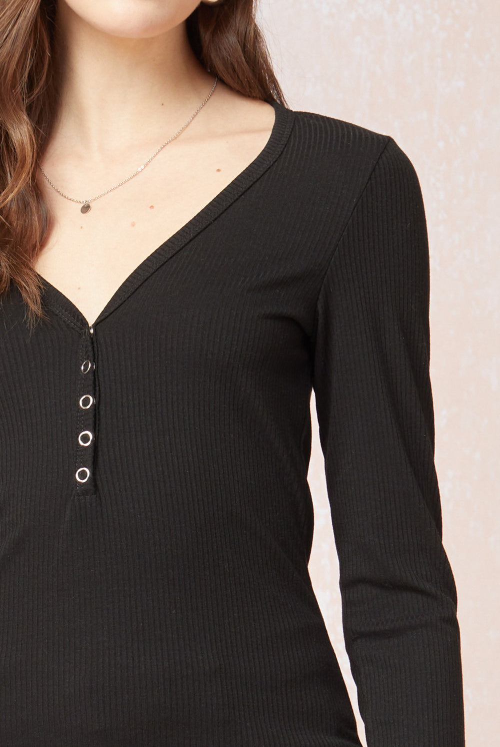 Entro Snap Front Long Sleeve Tee - Three Colors-Long Sleeves-Entro-Deja Nu Boutique, Women's Fashion Boutique in Lampasas, Texas