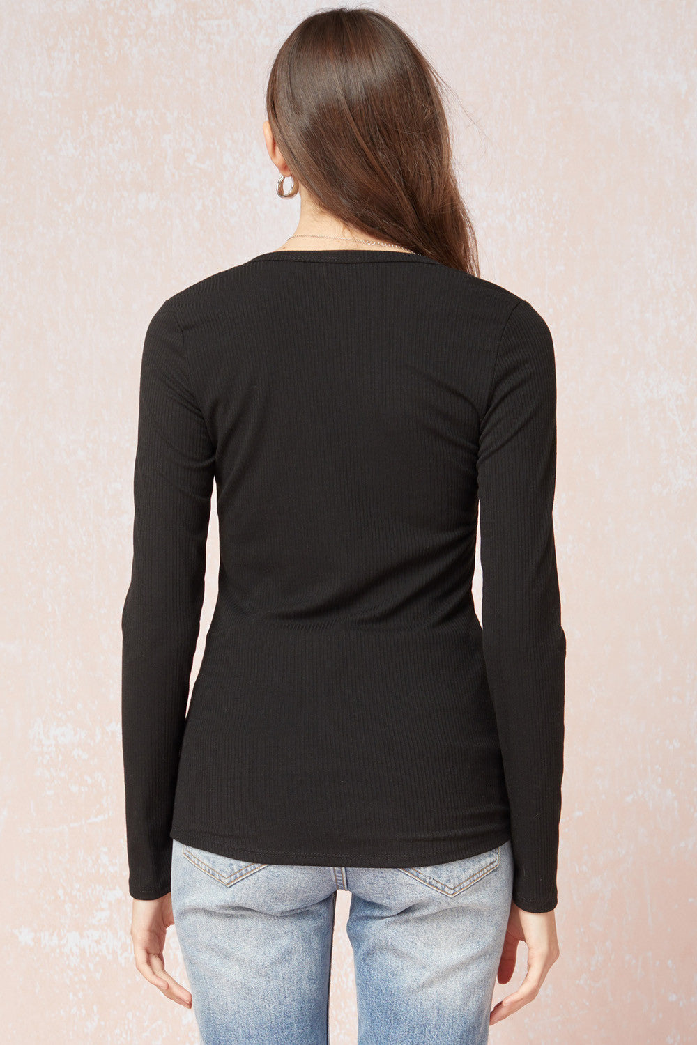 Entro Snap Front Long Sleeve Tee - Three Colors-Long Sleeves-Entro-Deja Nu Boutique, Women's Fashion Boutique in Lampasas, Texas