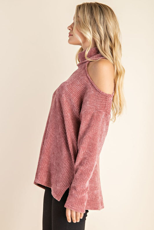 FSL Apparel Cold Shoulder Turtleneck Sweater-Sweaters-FSL Apparel-Deja Nu Boutique, Women's Fashion Boutique in Lampasas, Texas