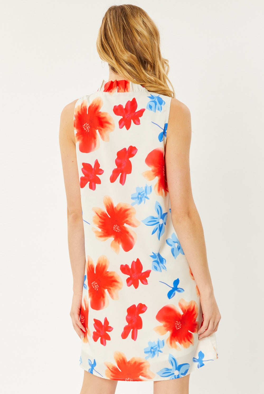 FSL Apparel Floral Print Sleeveless Ruffled V Neck Dress With Lining-Dresses-FSL Apparel-Deja Nu Boutique, Women's Fashion Boutique in Lampasas, Texas