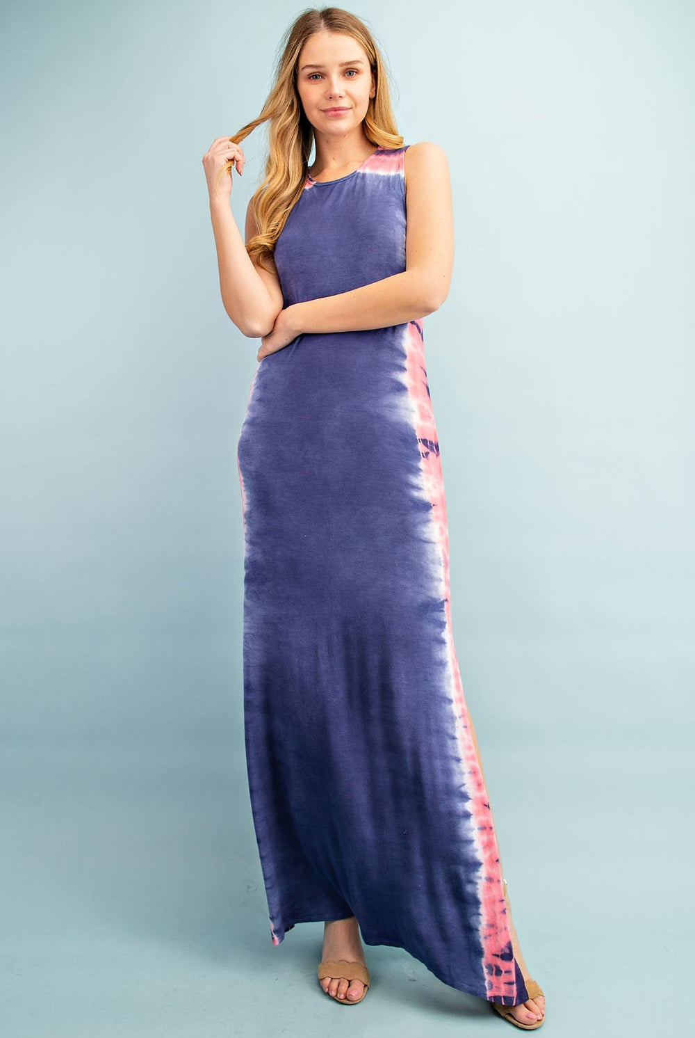 FSL Apparel Jersey Tie Dye Maxi Dress-Maxi Dresses-FSL Apparel-Deja Nu Boutique, Women's Fashion Boutique in Lampasas, Texas