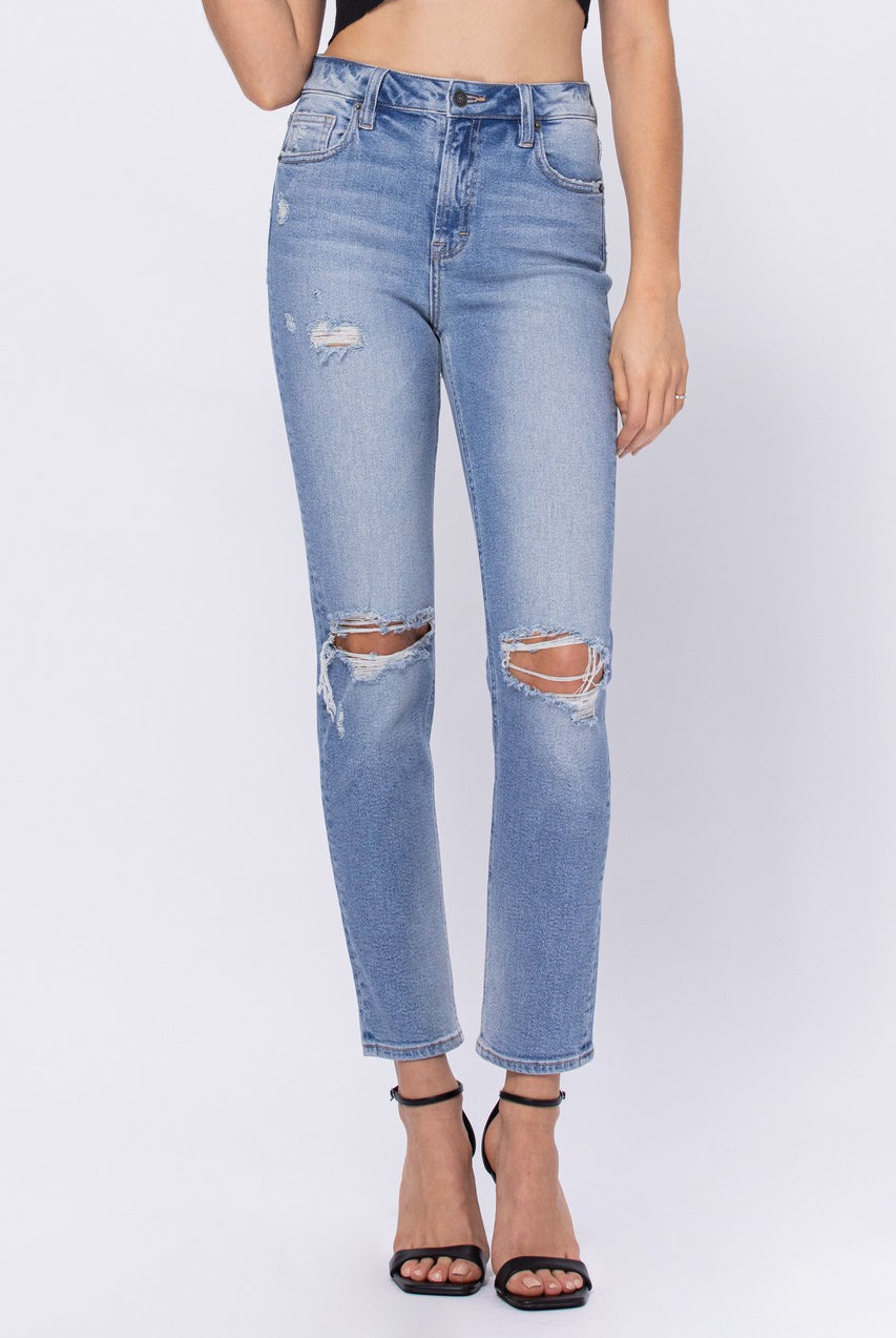 Hidden Medium Wash Classic Distressed Mom Jean-Jeans-Hidden-Deja Nu Boutique, Women's Fashion Boutique in Lampasas, Texas