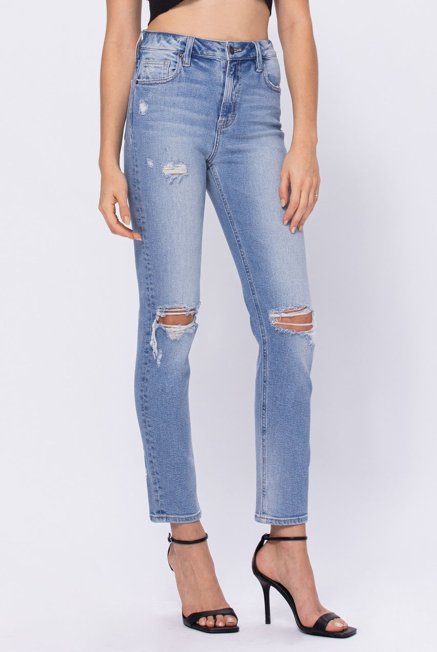 Hidden Medium Wash Classic Distressed Mom Jean-Jeans-Hidden-Deja Nu Boutique, Women's Fashion Boutique in Lampasas, Texas