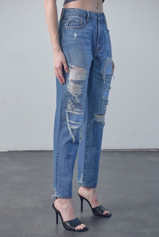 Hidden Tracey High Rise Dark Wash Straight Leg Jean-Bottoms-Hidden-Deja Nu Boutique, Women's Fashion Boutique in Lampasas, Texas