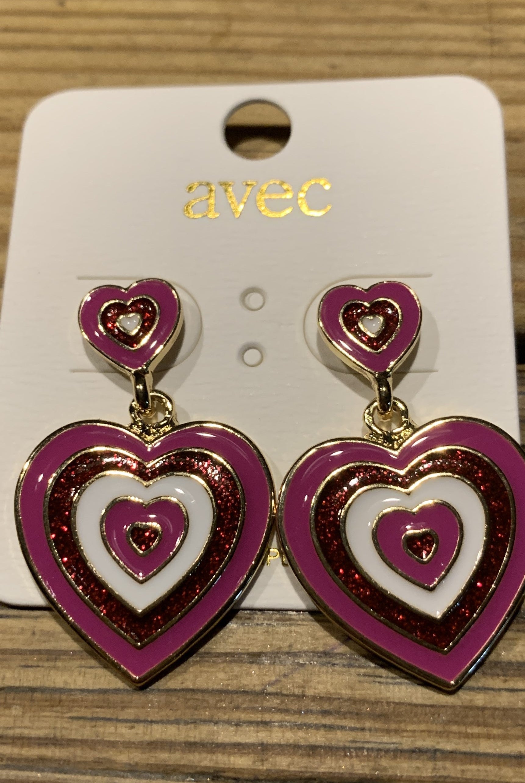 Hot Pink And Red Heart Dangle Earrings-Earrings-Deja Nu-Deja Nu Boutique, Women's Fashion Boutique in Lampasas, Texas