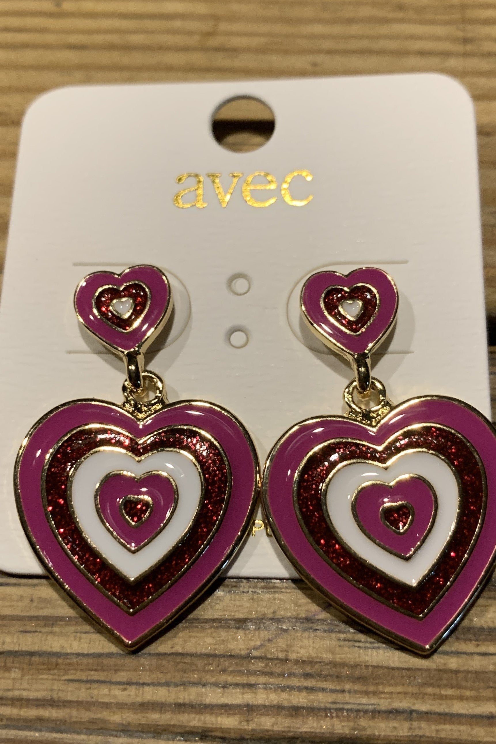 Hot Pink And Red Heart Dangle Earrings-Earrings-Deja Nu-Deja Nu Boutique, Women's Fashion Boutique in Lampasas, Texas