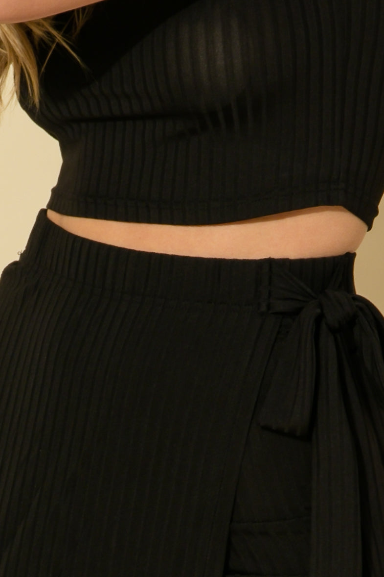 Hyfve Crop Top And Long Faux Wrap Skirt Set - Two Colors-Skirts-Hyfve-Deja Nu Boutique, Women's Fashion Boutique in Lampasas, Texas