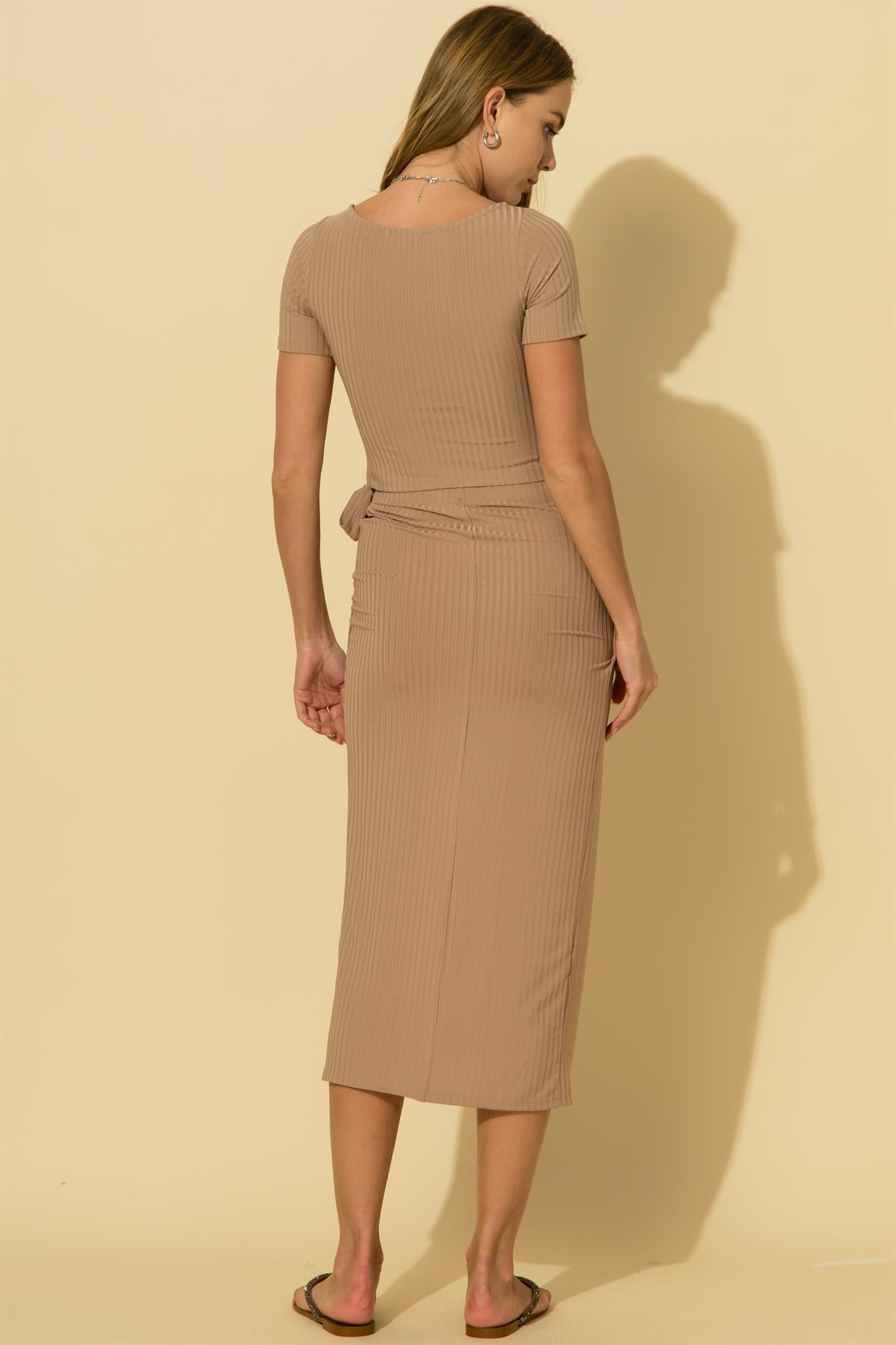 Hyfve Crop Top And Long Faux Wrap Skirt Set - Two Colors-Skirts-Hyfve-Deja Nu Boutique, Women's Fashion Boutique in Lampasas, Texas