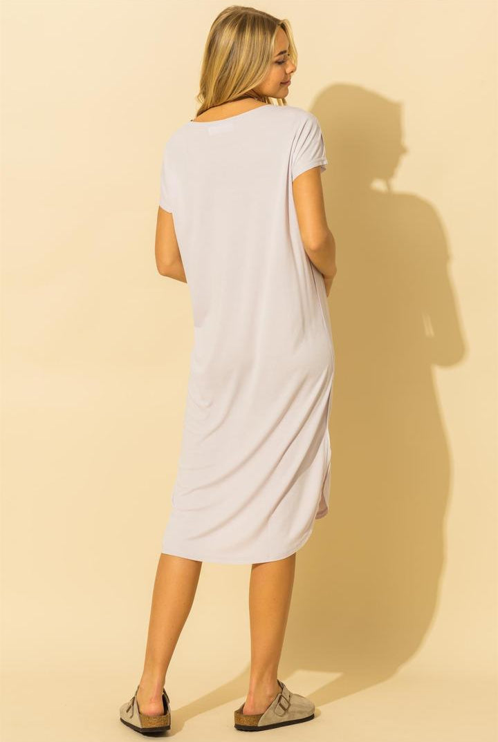 Hyfve Double Zero Drop Shoulder Curved Raw Edge Hem Dress Two Colors-Dresses-Hyfve-Deja Nu Boutique, Women's Fashion Boutique in Lampasas, Texas