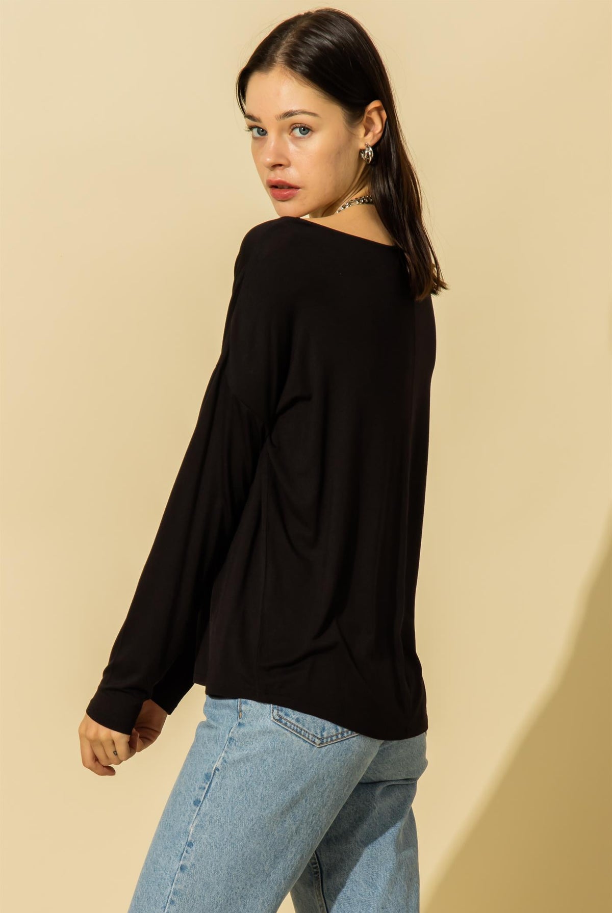 Hyfve Double Zero Scoop Neck Pocket Long Sleeve Tee In Five Colors-Long Sleeves-Hyfve-Deja Nu Boutique, Women's Fashion Boutique in Lampasas, Texas