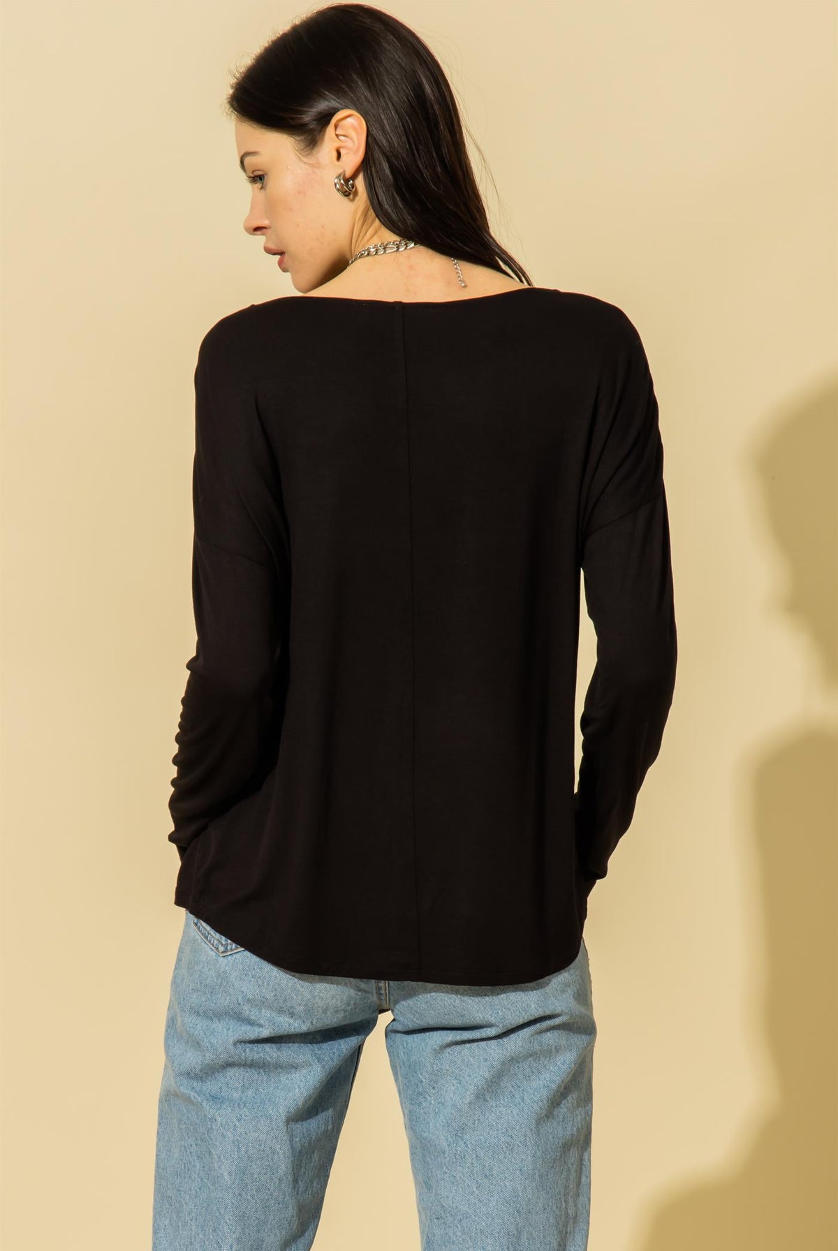 Hyfve Double Zero Scoop Neck Pocket Long Sleeve Tee In Five Colors-Long Sleeves-Hyfve-Deja Nu Boutique, Women's Fashion Boutique in Lampasas, Texas