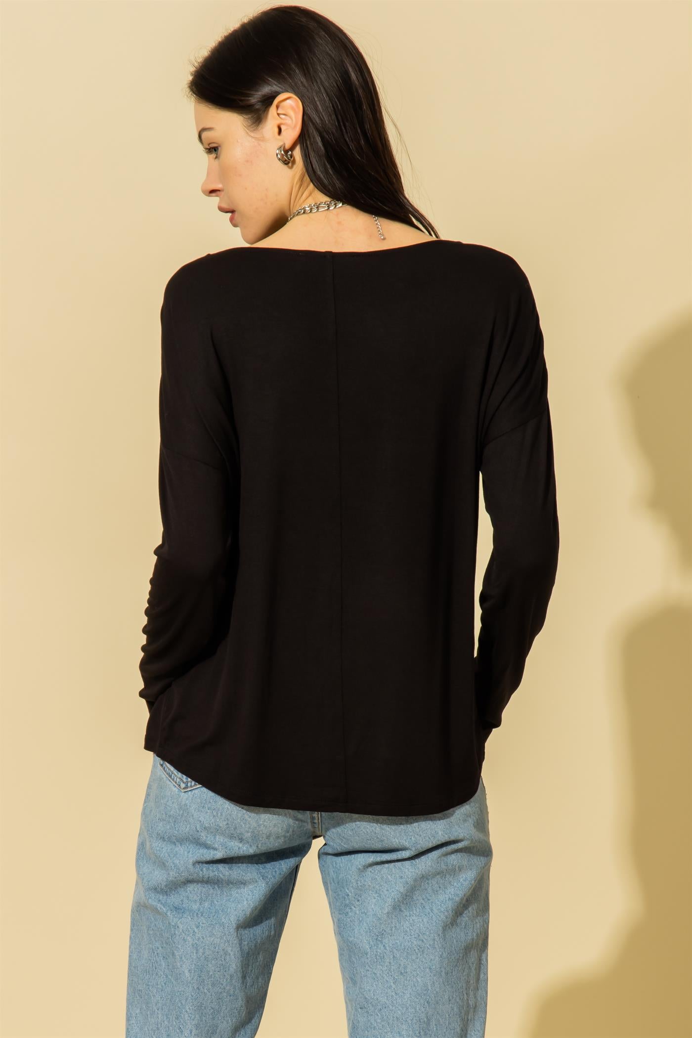 Hyfve Double Zero Scoop Neck Pocket Long Sleeve Tee In Five Colors-Long Sleeves-Hyfve-Deja Nu Boutique, Women's Fashion Boutique in Lampasas, Texas