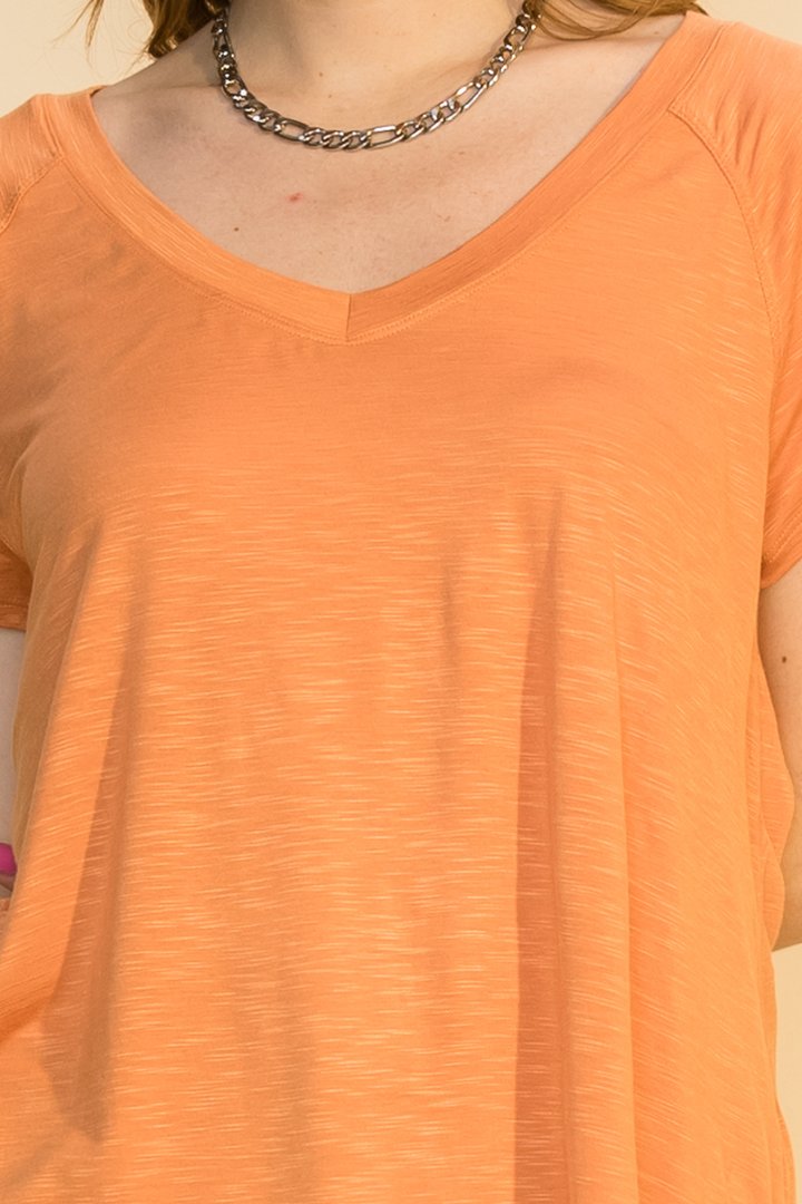 Hyfve Double Zero V Neck Raglan Short Sleeve Round Hem Top-Tops-Hyfve-Deja Nu Boutique, Women's Fashion Boutique in Lampasas, Texas