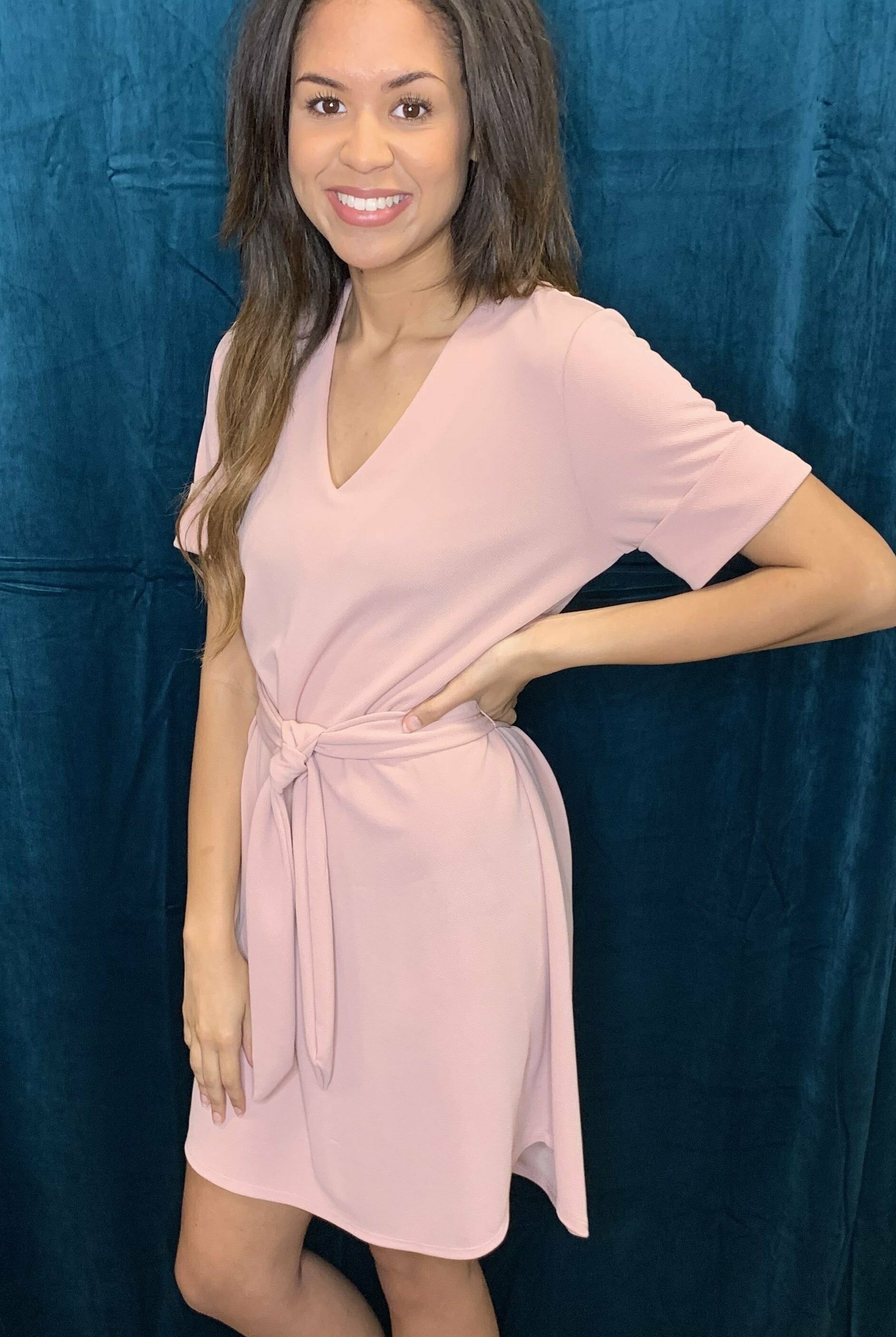 Hyfve Mauve V-Neck Short Dress-Dresses-Hyfve-Deja Nu Boutique, Women's Fashion Boutique in Lampasas, Texas