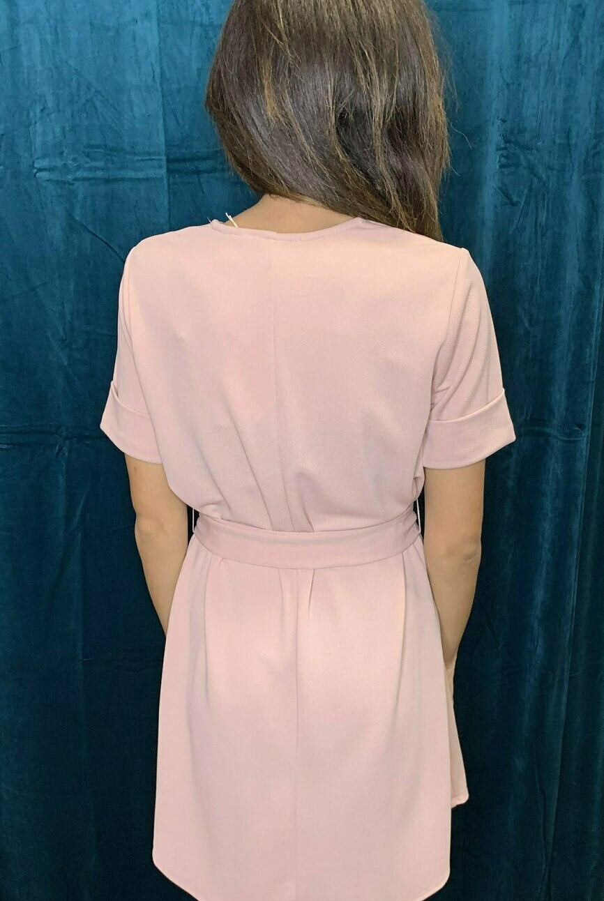 Hyfve Mauve V-Neck Short Dress-Dresses-Hyfve-Deja Nu Boutique, Women's Fashion Boutique in Lampasas, Texas