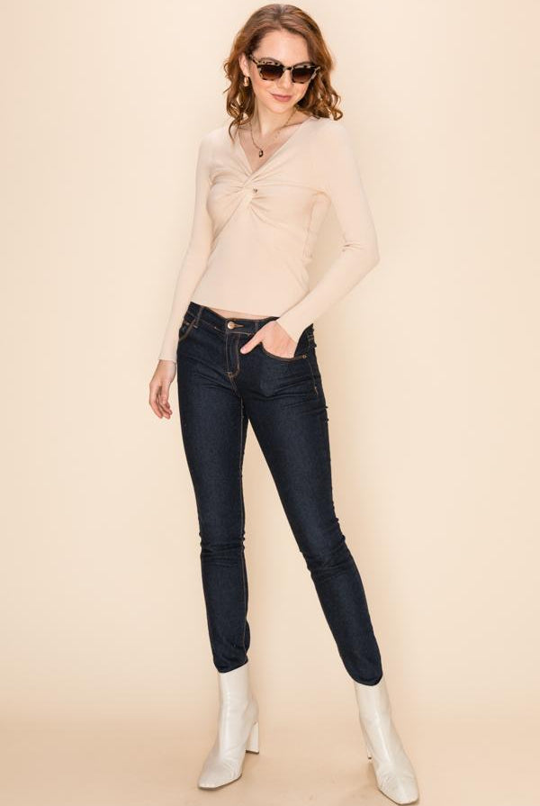 Hyfve Twist Front Long Sleeve Tops- 2 Colors-Long Sleeves-Hyfve-Deja Nu Boutique, Women's Fashion Boutique in Lampasas, Texas