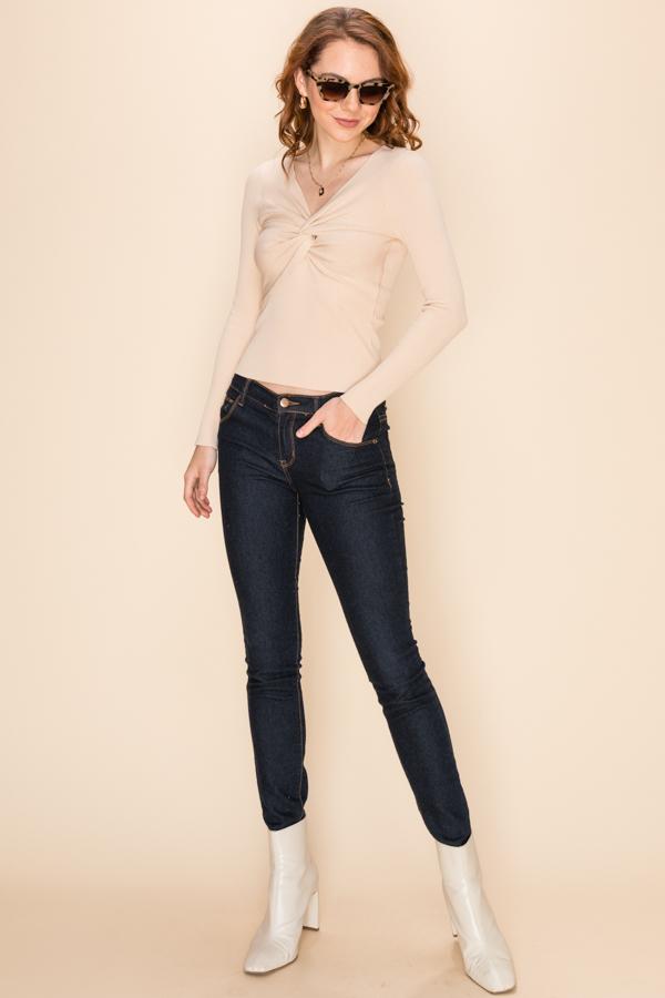 Hyfve Twist Front Long Sleeve Tops- 2 Colors-Long Sleeves-Hyfve-Deja Nu Boutique, Women's Fashion Boutique in Lampasas, Texas
