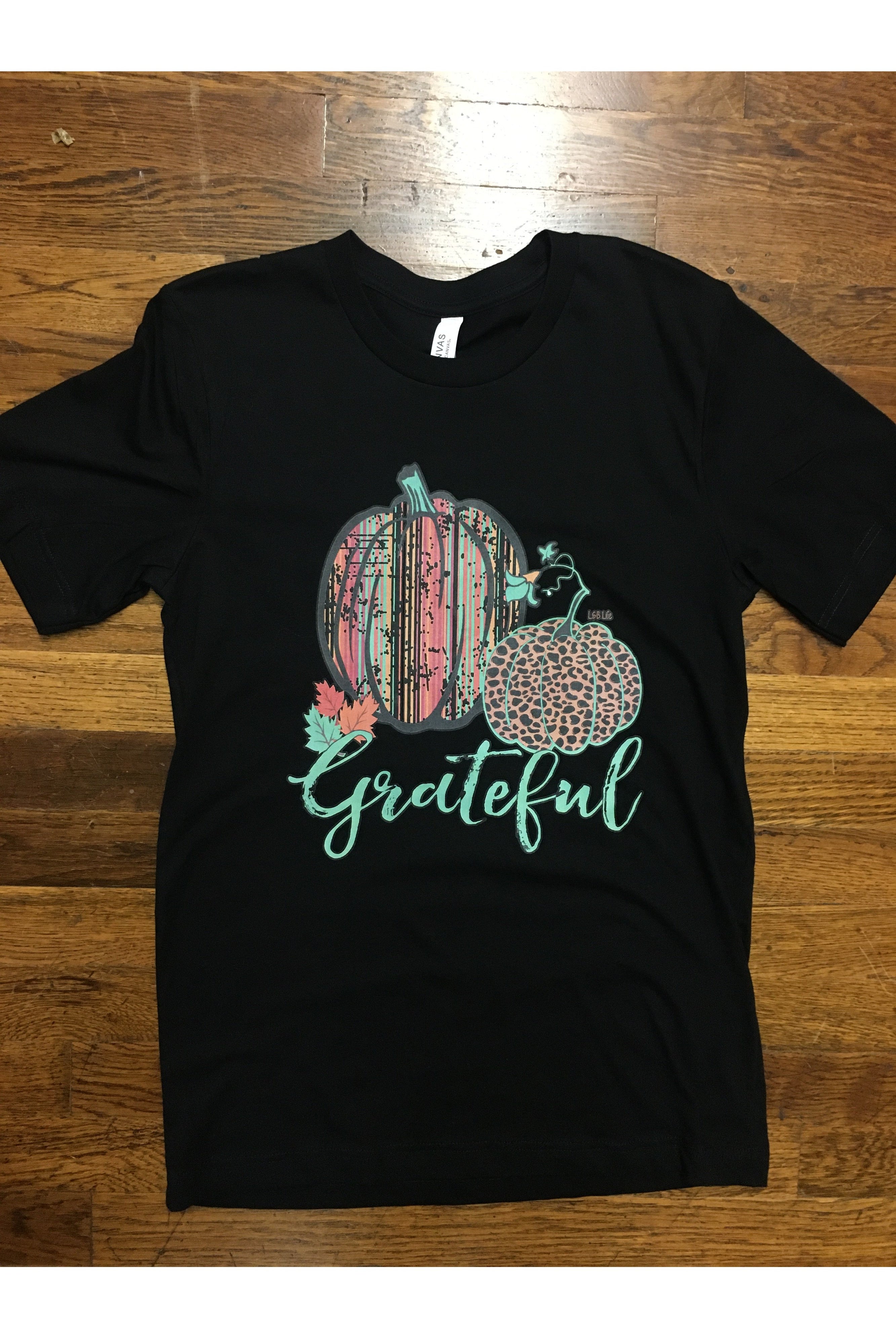 L And B Tees Black Grateful Pumpkin Tee-Graphic Tees-L and B Tees-Deja Nu Boutique, Women's Fashion Boutique in Lampasas, Texas