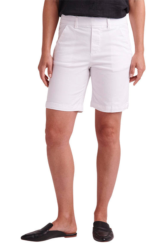 Jag Maddie 8 inch Mid Rise Pull-On Twill Short In White-Bottoms-Jag-Deja Nu Boutique, Women's Fashion Boutique in Lampasas, Texas